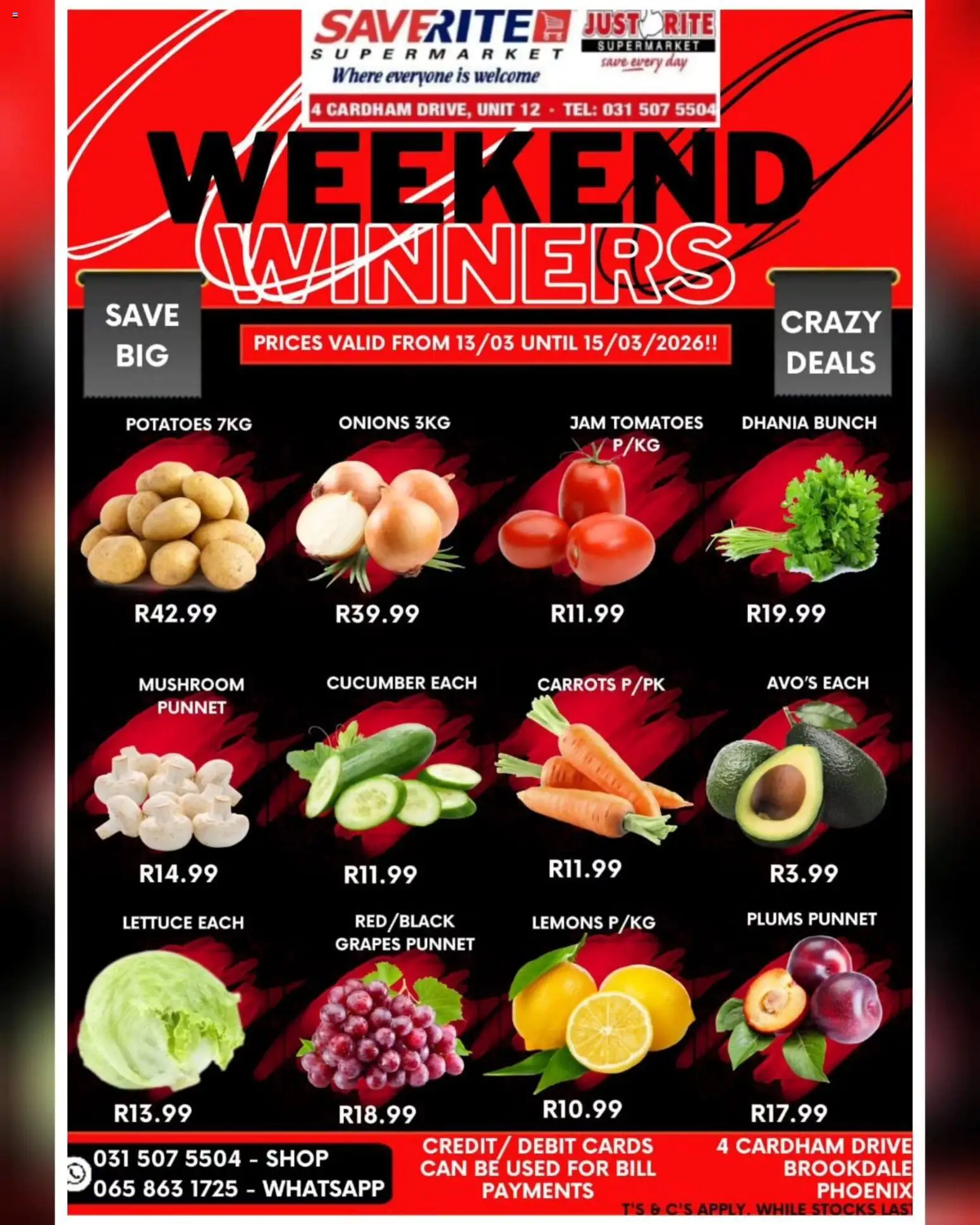 Saverite Weekend Winners (13/03/2026 - 15/03/2026) Online