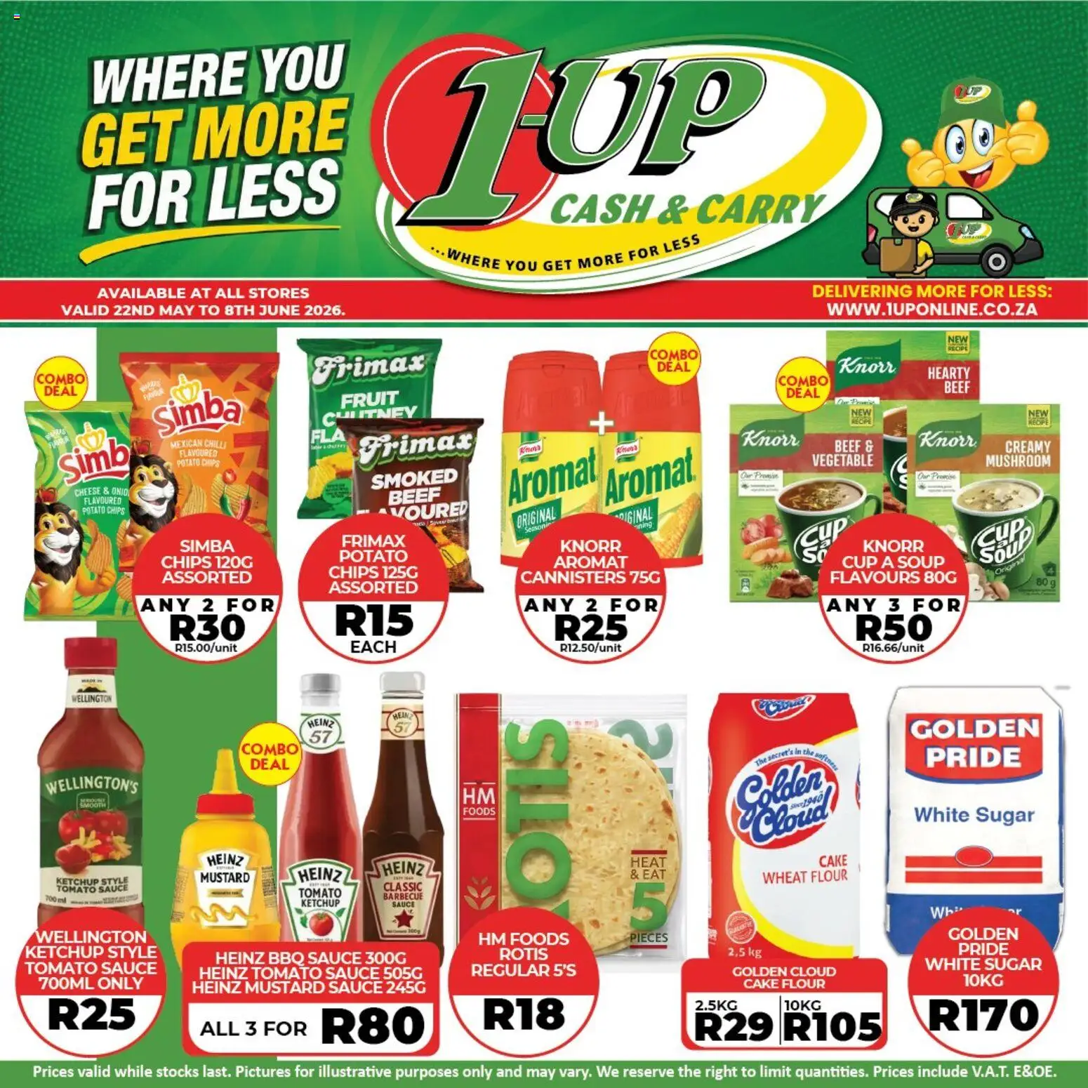 New 1UP Cash & Carry catalogue – valid from 22.05.2026 | Page: 2 | Products: Cheese, Beef, Aromat, Sauce