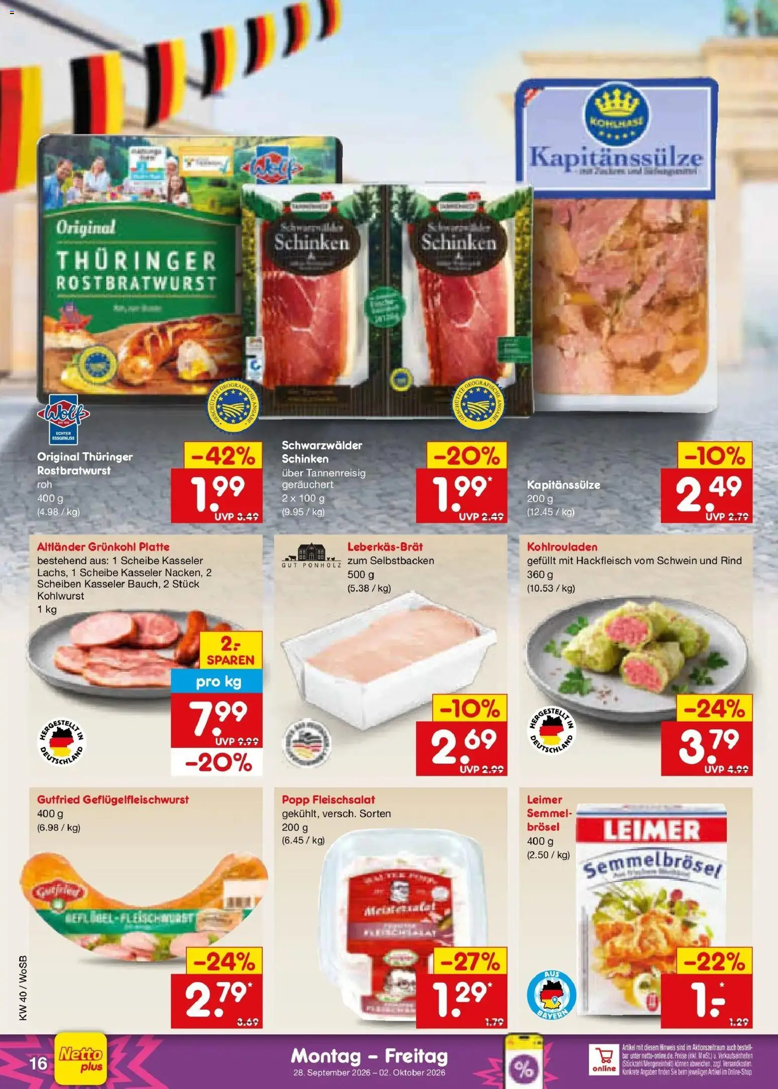 Netto Marken-Discount Prospekt Mannheim – gültig ab 28.09.2026 | Seite: 22 | Produkte: Schinken, Hackfleisch