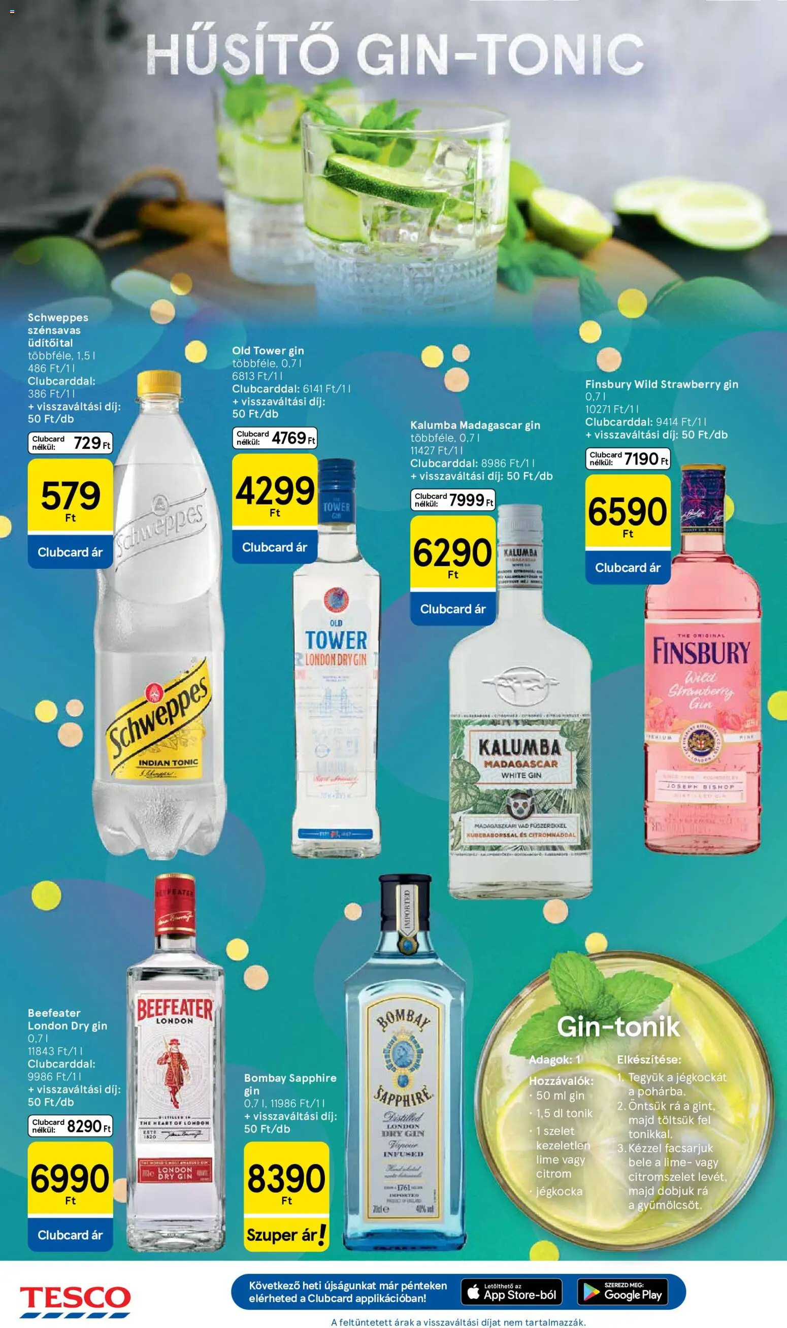 Tesco akciós ujság - amely érvényes a következő dátumtól: 04.06.2026 | Oldal: 4 | Termékek: Tonic, Lime, Jégkocka, Citrom