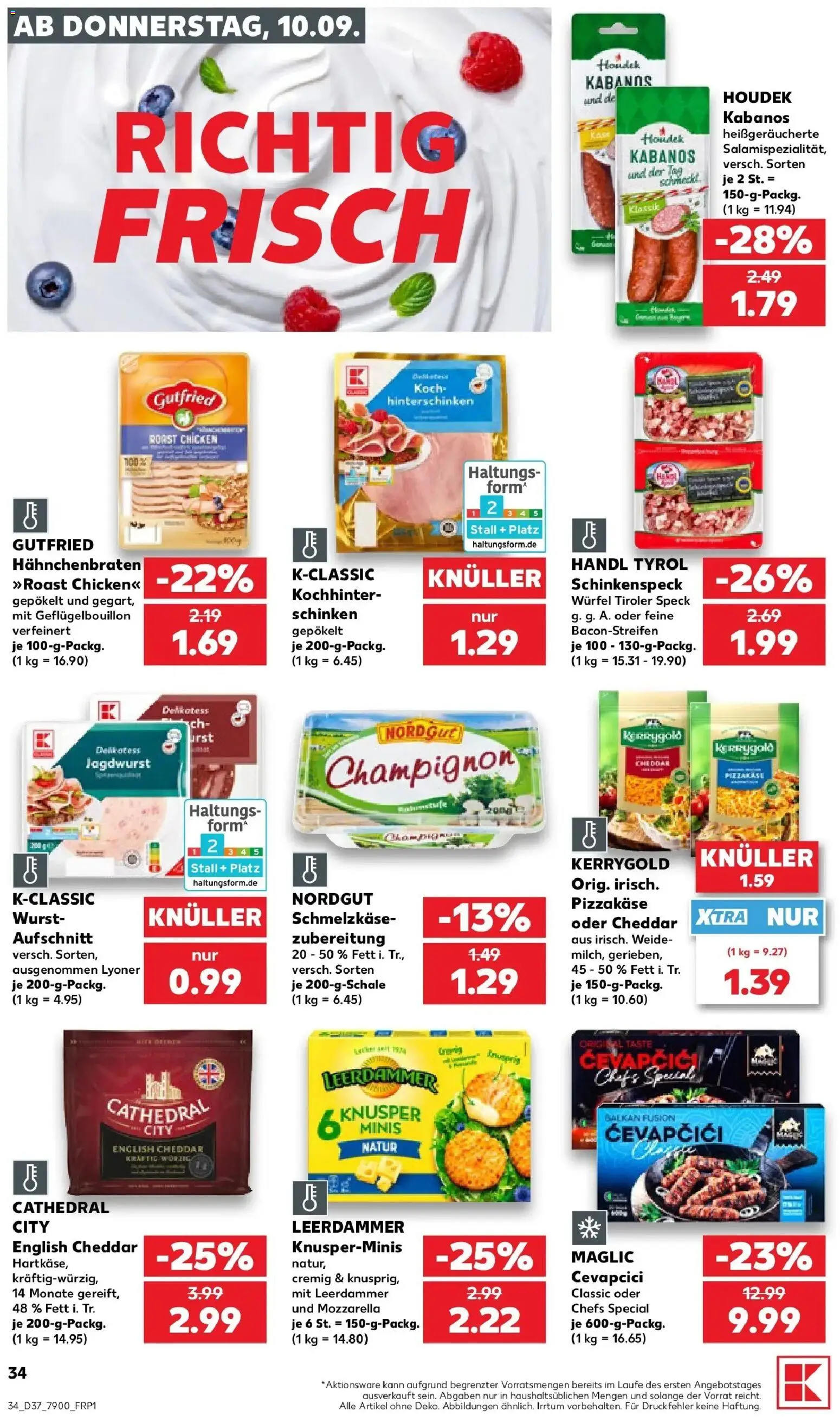 Prospekt Kaufland ab 07.09.2026 » Angebote Online zum Blättern | Seite: 43 | Produkte: Mozzarella, Cevapcici, Leerdammer, Wurst