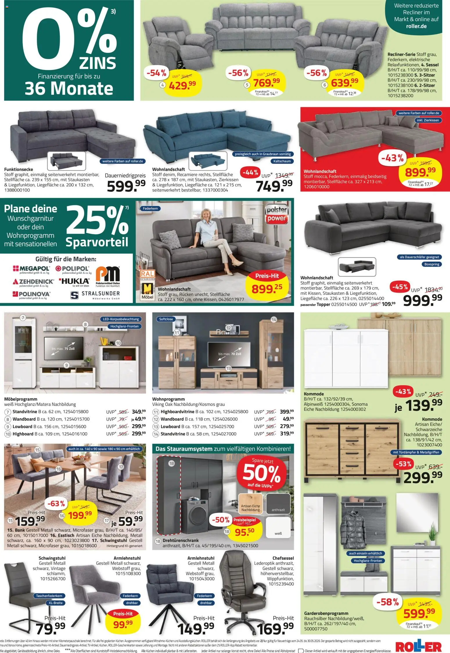 Roller Prospekt – gültig ab 24.05.2026 | Seite: 3 | Produkte: HIghboard, Wandboard, Esstisch, Kommode