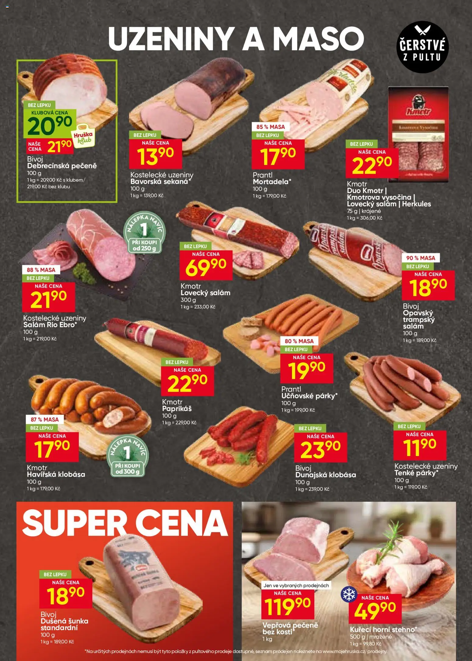 Hruška leták od 29.10.2026 | Strana: 3 | Produkty: Šunka, Klobása, Maso, Lovecký salám
