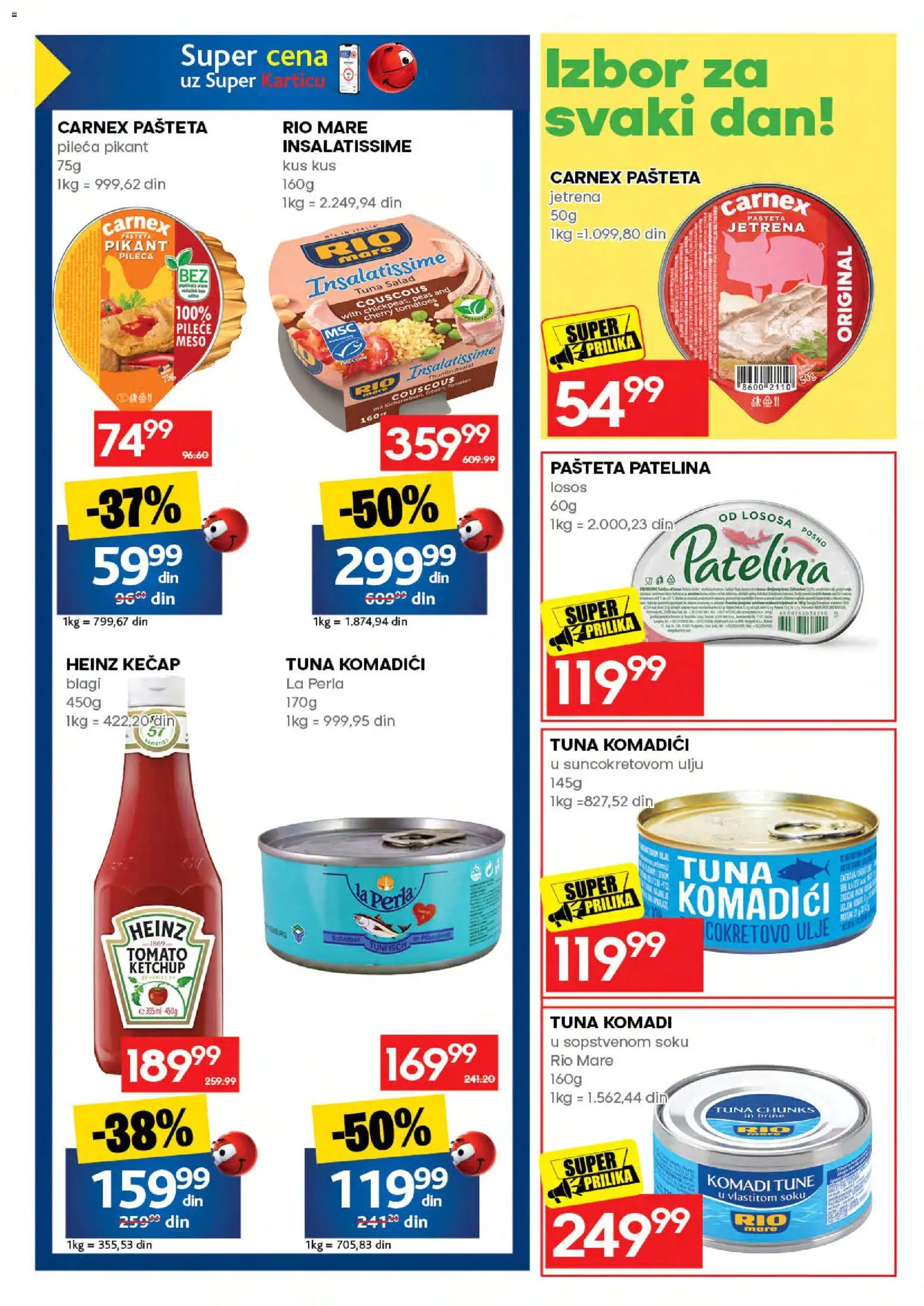 Mercator katalog - važi od 06.08.2026 | Strana: 34 | Proizvode: Rio mare, Losos, Heinz, Pašteta