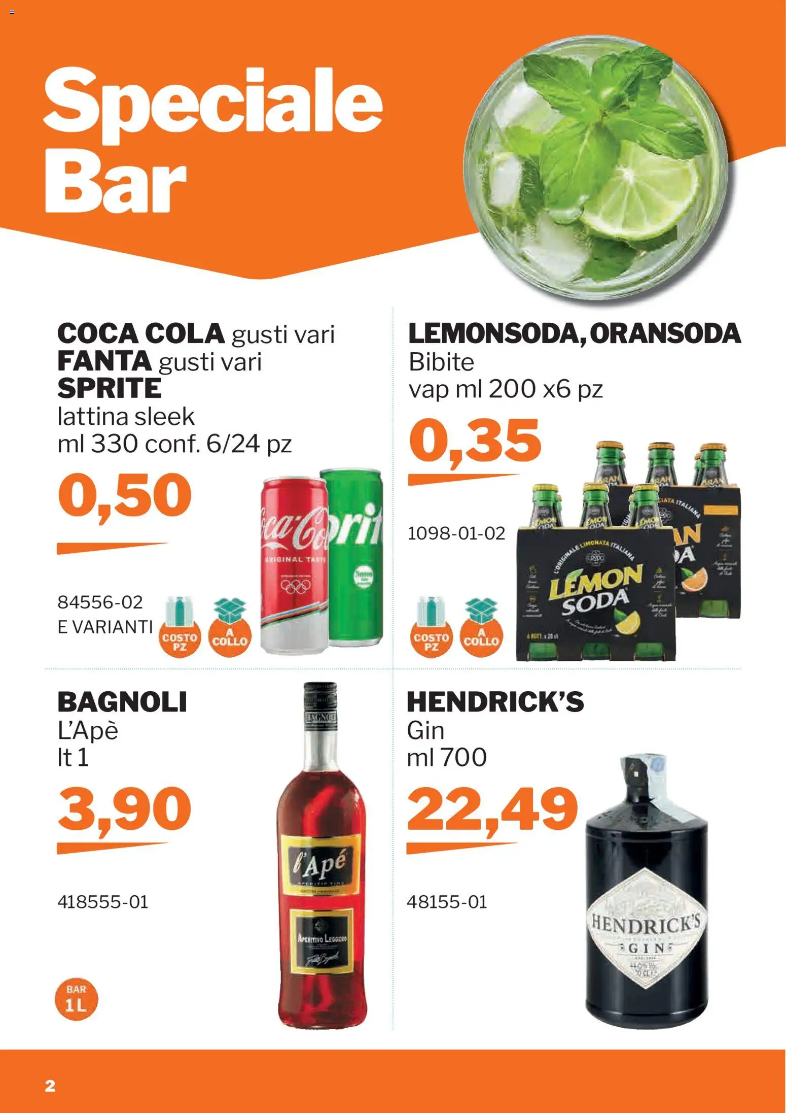 Volantino Sogegross del 17.06.2026 | Pagina: 2 | Prodotti: Limonata, Fanta, Coca Cola, Aperitivo