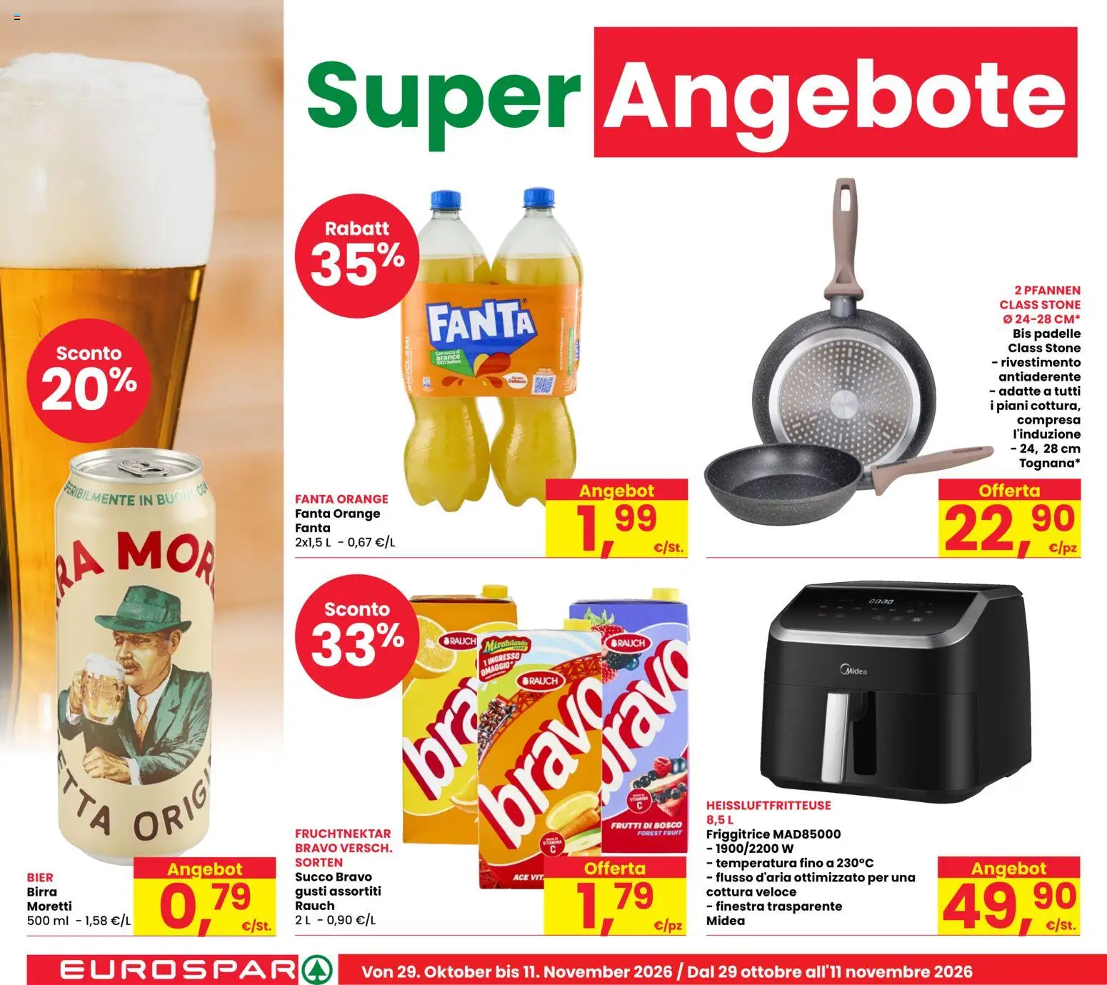 Volantino Eurospar del 29/10/2026 | Pagina: 14 | Prodotti: Frutti di bosco, Succo, Birra, Fanta