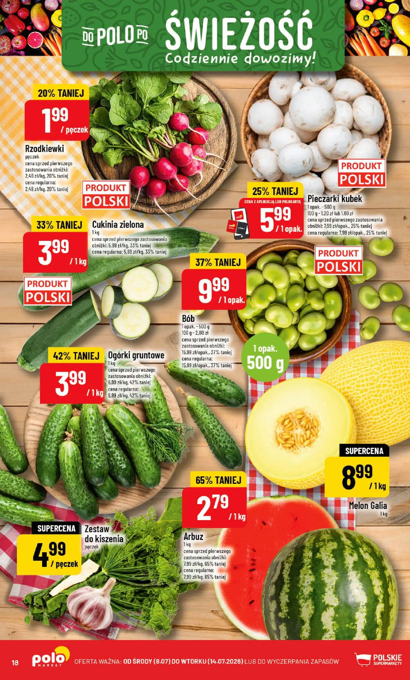 POLOmarket gazetka od 08.07.2026 | Strona: 18 | Produkty: Arbuz, Cukinia, Ogórki, Ogórki gruntowe