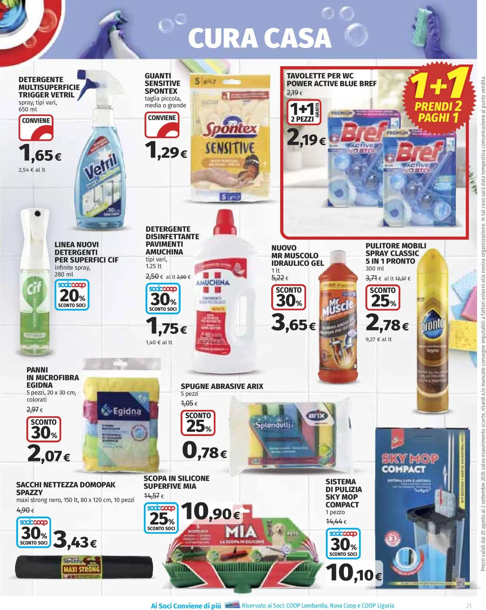Volantino COOP del 20/08/2026 | Pagina: 21 | Prodotti: Detergente, Guanti, Scopa, Panni
