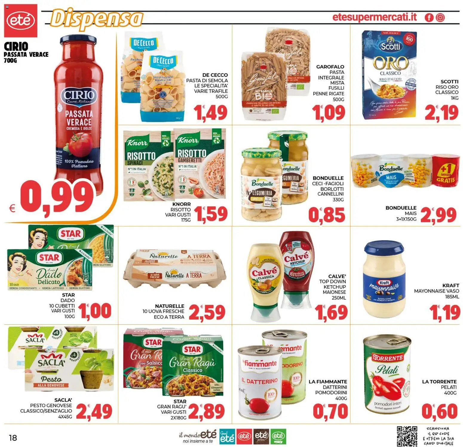 Volantino Eté del 22/09/2026 | Pagina: 18 | Prodotti: Uova, De Cecco, Pomodoro, Paccheri