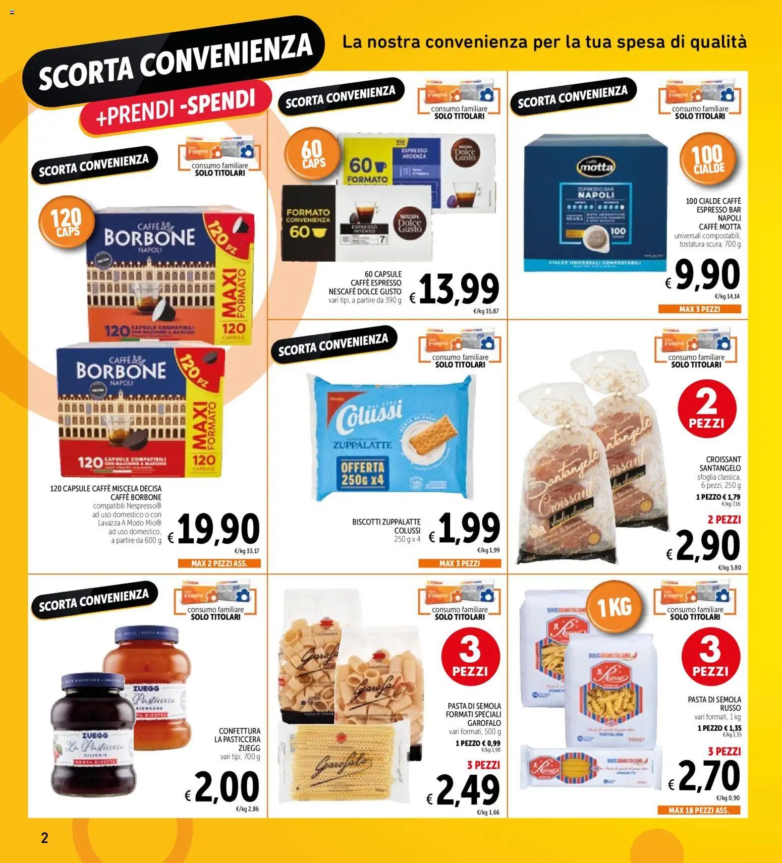 Volantino Spazio Conad del 15/09/2026 | Pagina: 2 | Prodotti: Biscotti, Semola, Cialde, Borbone
