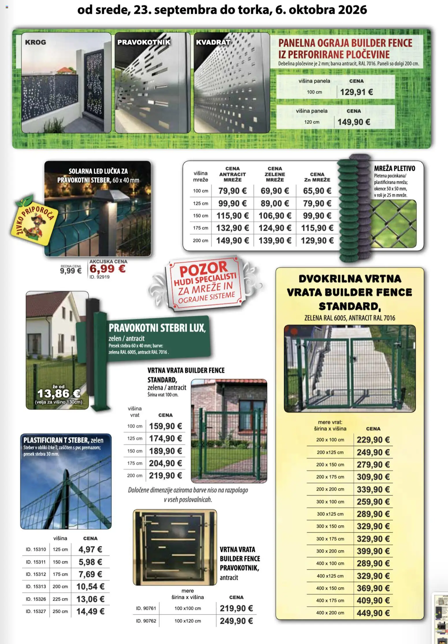 Novi Živex katalog ponudbe – veljaven od 23.09.2026 | Stran: 7 | Izdelki: Ograja, Barva, Vrata, Zelena