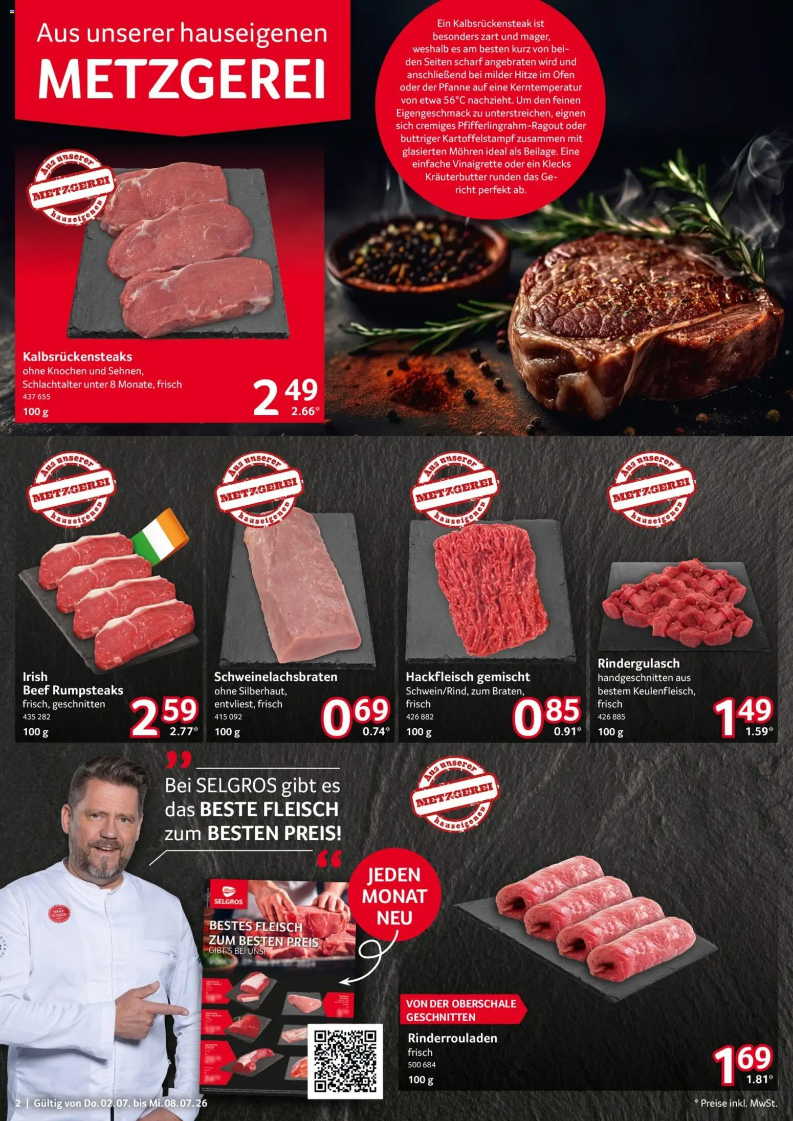 Selgros Prospekt – gültig ab 02.07.2026 | Seite: 2 | Produkte: Rinderrouladen, Ofen, Kräuterbutter, Mohren
