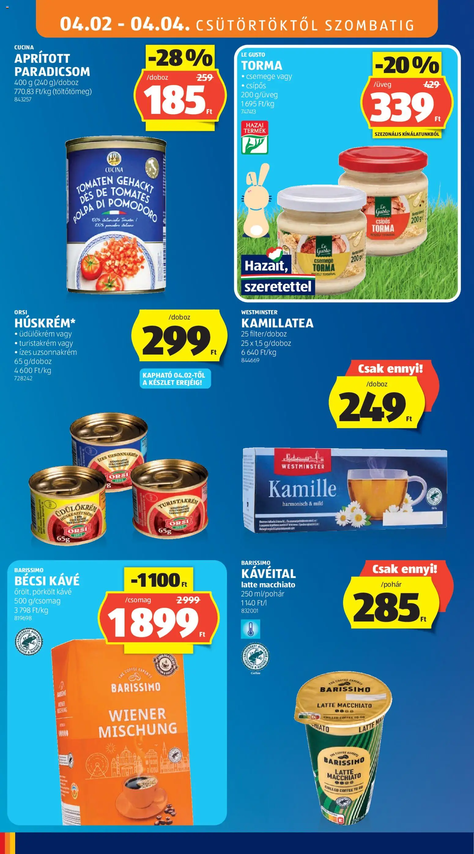 Aldi akciós ujság - amely érvényes a következő dátumtól: 2026.04.02. | Oldal: 18 | Termékek: Torma, Kávé, Paradicsom, Tea