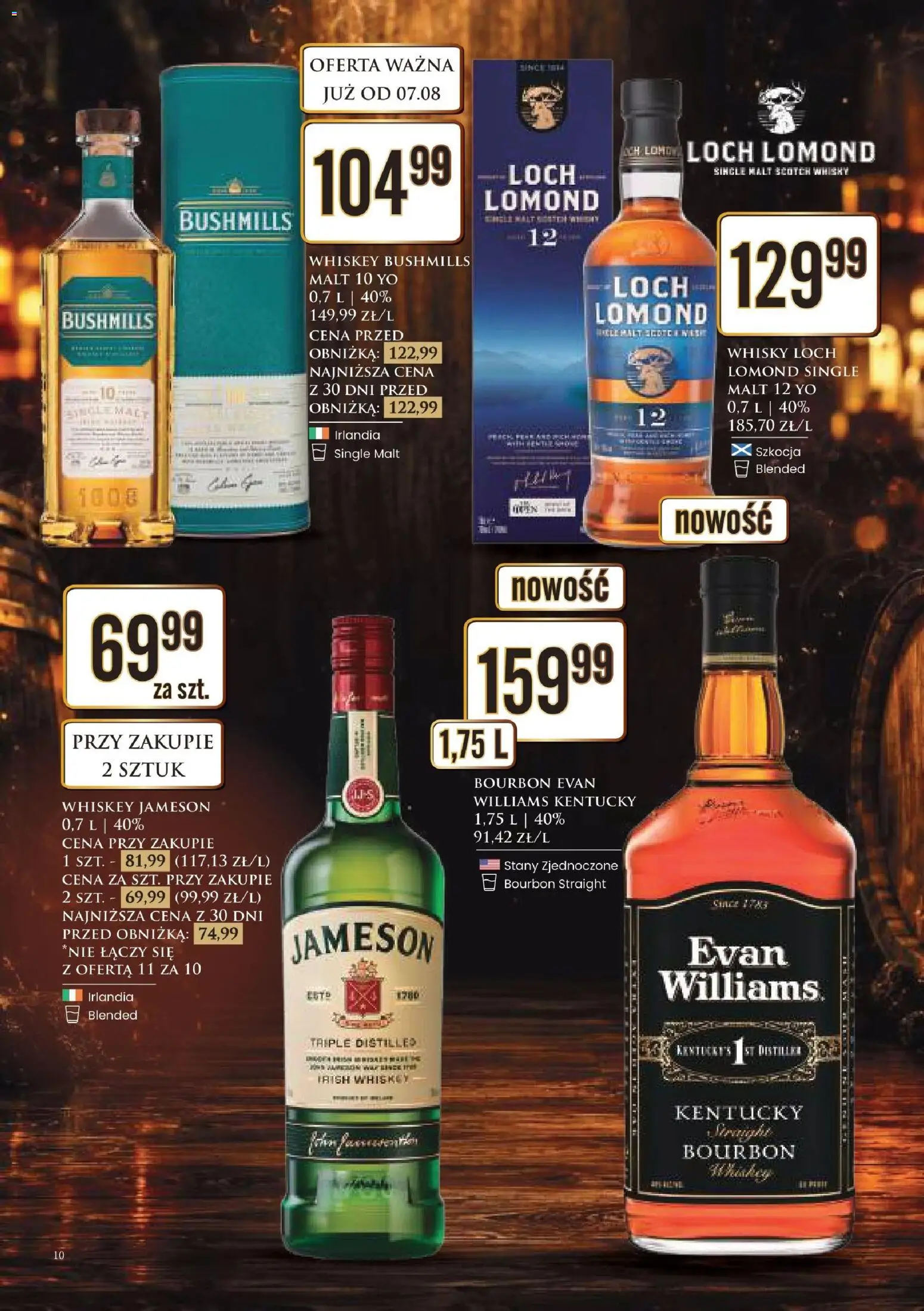 Dino gazetka alkoholowa od 07.08.2026 | Strona: 10 | Produkty: Whisky Bushmills, Bourbon, Scotch whisky, Whisky