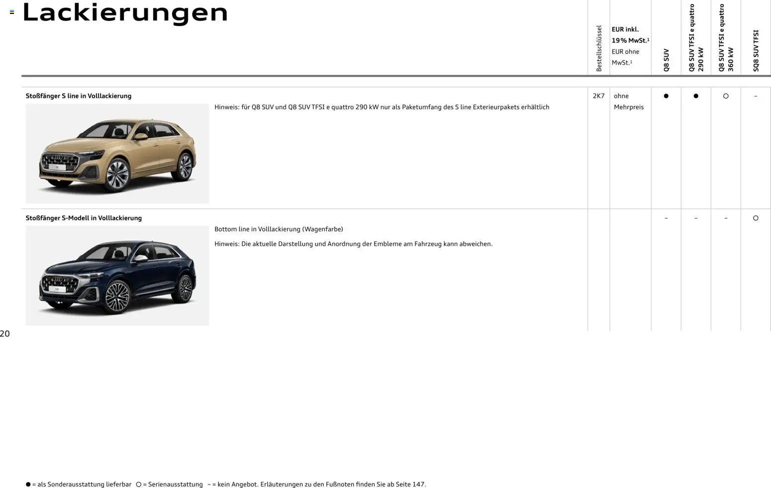 Audi Q8 – gültig ab 06.11.2025 | Seite: 20
