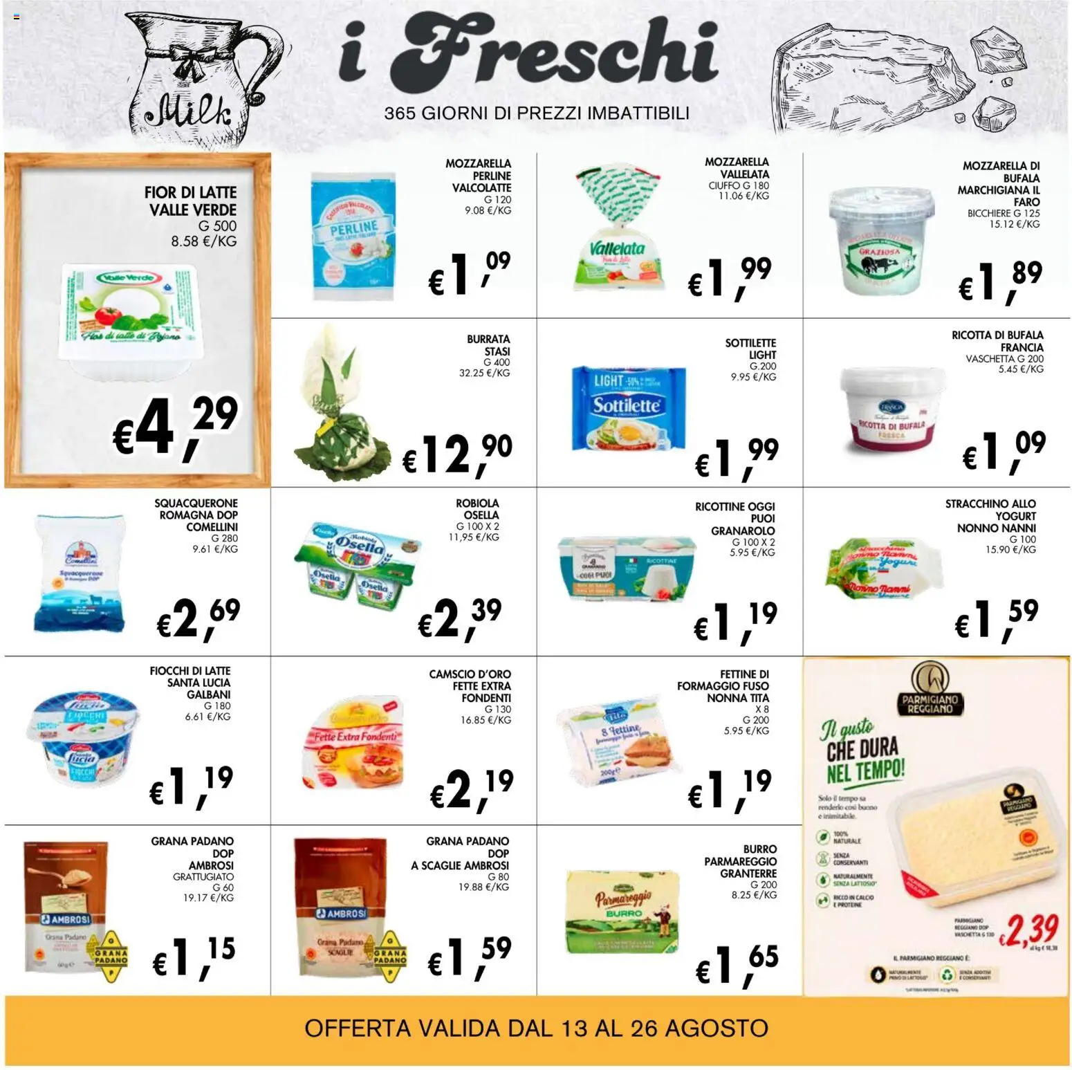 Volantino Coal del 13/08/2026 | Pagina: 10 | Prodotti: Fiocchi di latte, Latte, Parmigiano, Robiola