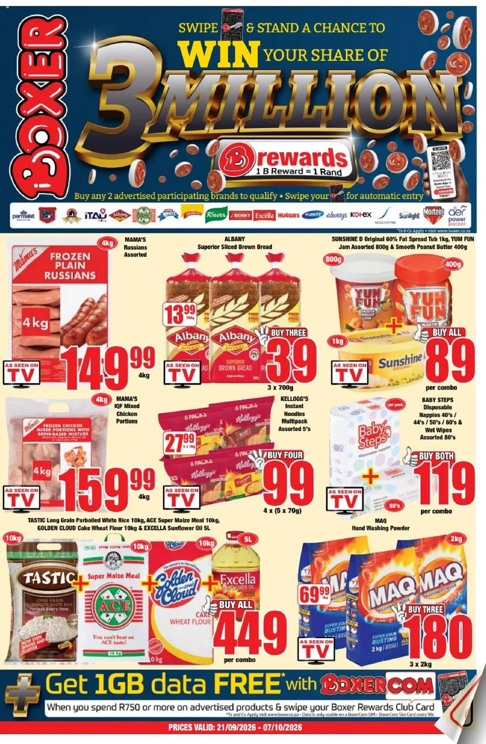 New Boxer catalogue – valid from 21/09/2026 | Page: 1 | Products: Data, Jam, Maize meal, Bread