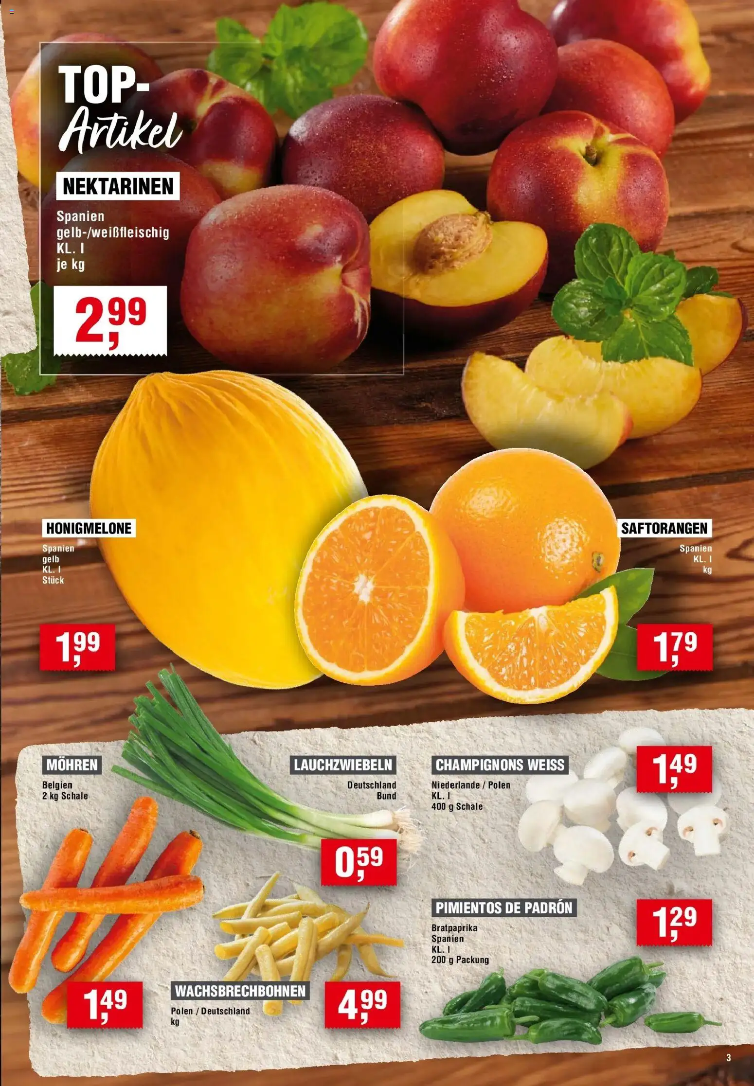 Edeka Prospekt Cottbus (ab 13.08.2026) » Angebote Online | Seite: 3 | Produkte: Top, Mohren, Honigmelone, Champignons