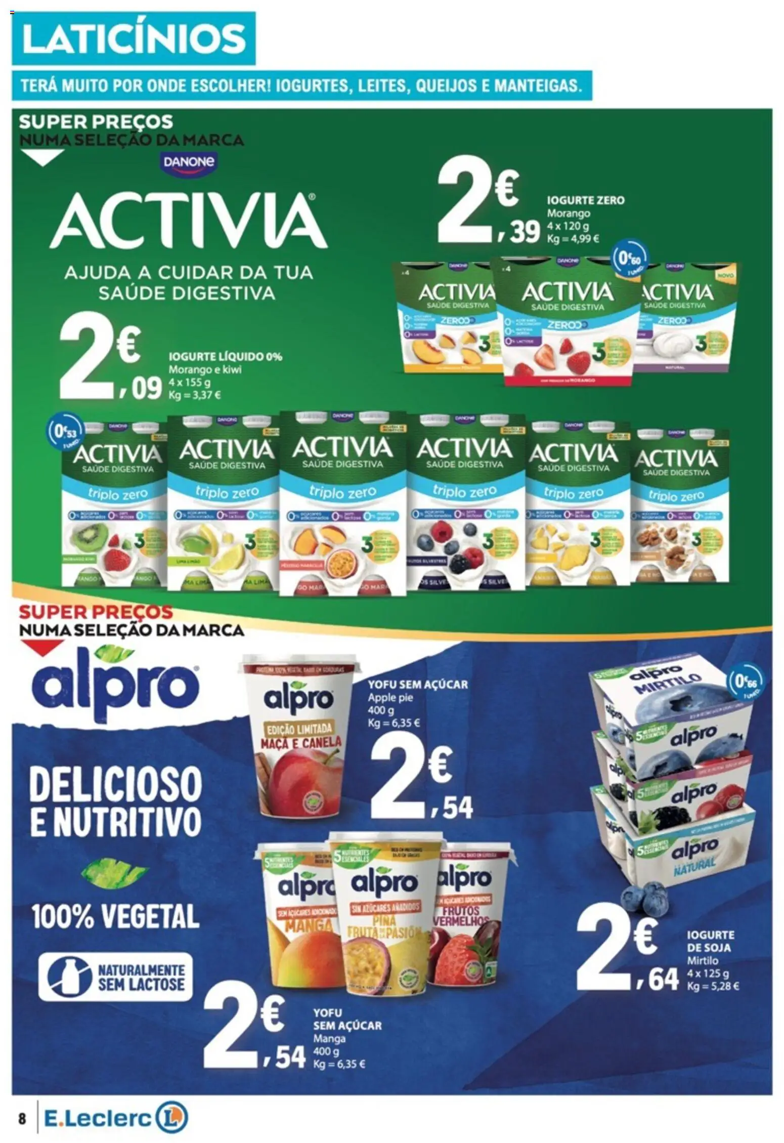 E.Leclerc folheto │ válido de 07.05.2026 | Página: 8 | Produtos: Iogurte, Maça, Açúcar, Kiwi
