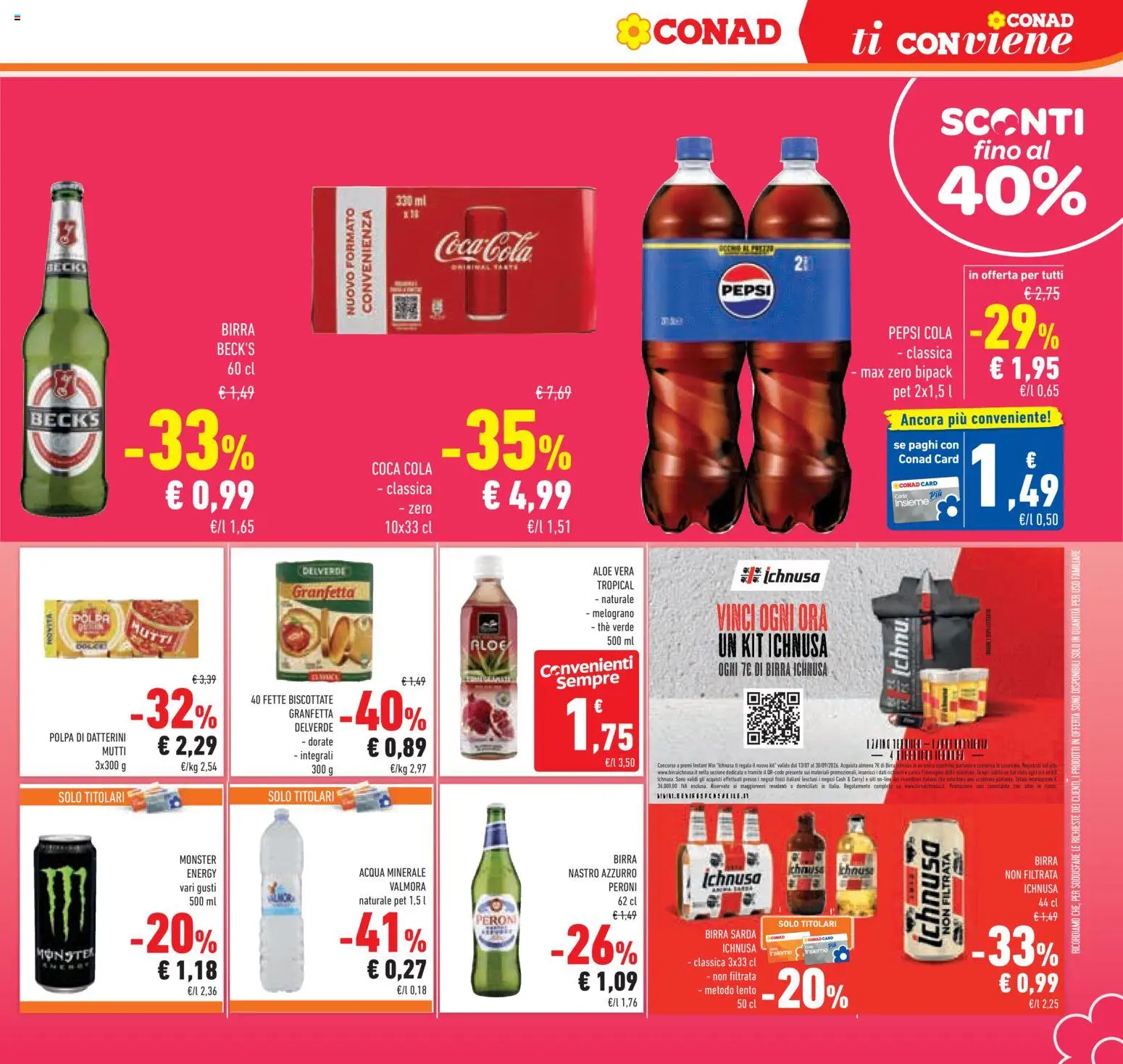 Volantino Conad del 26/08/2026 | Pagina: 23 | Prodotti: Birra, Melograno, Fette biscottate, Pepsi
