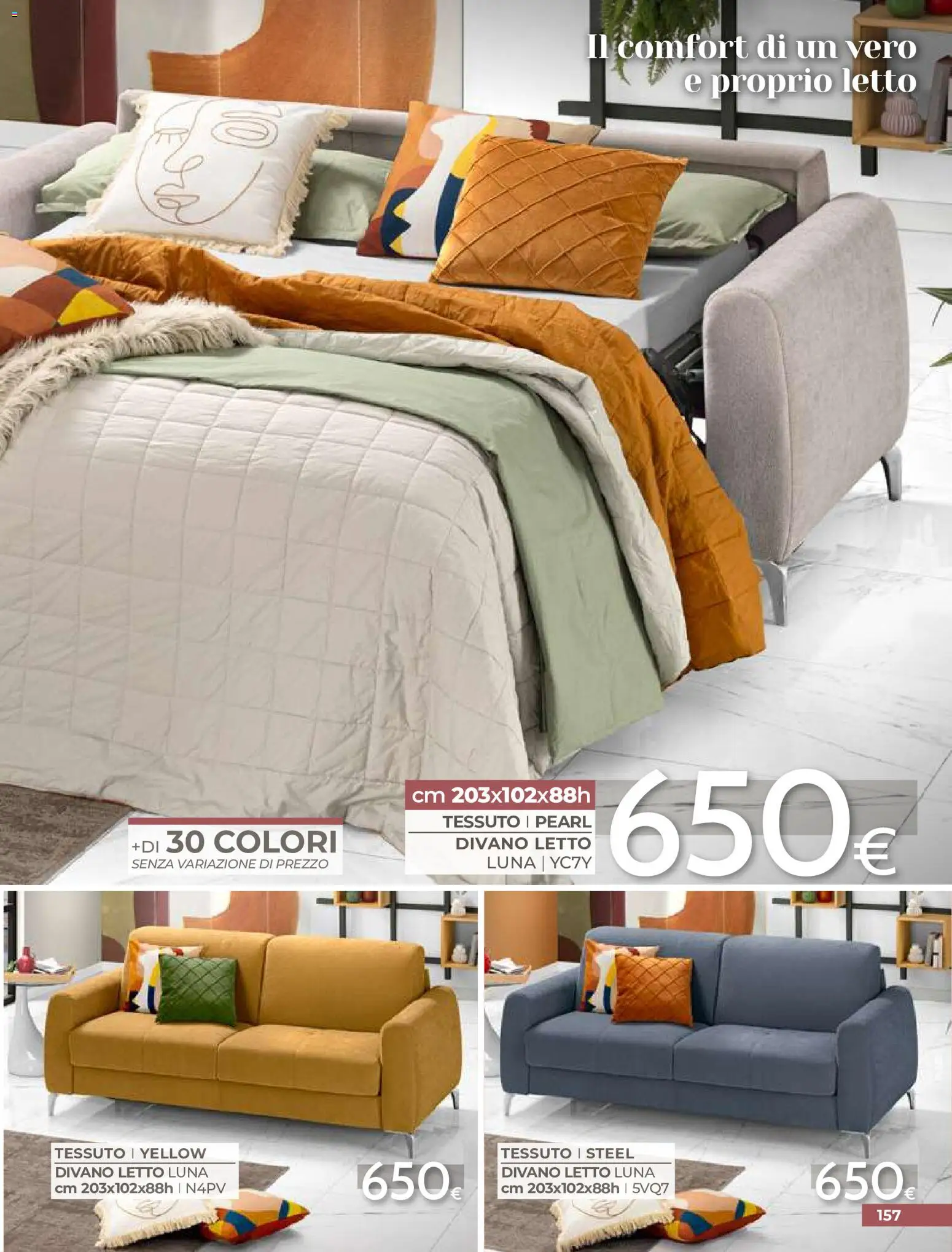 Volantino Mondo Convenienza del 01/09/2026 | Pagina: 159 | Prodotti: Divano letto, Letto, Divano