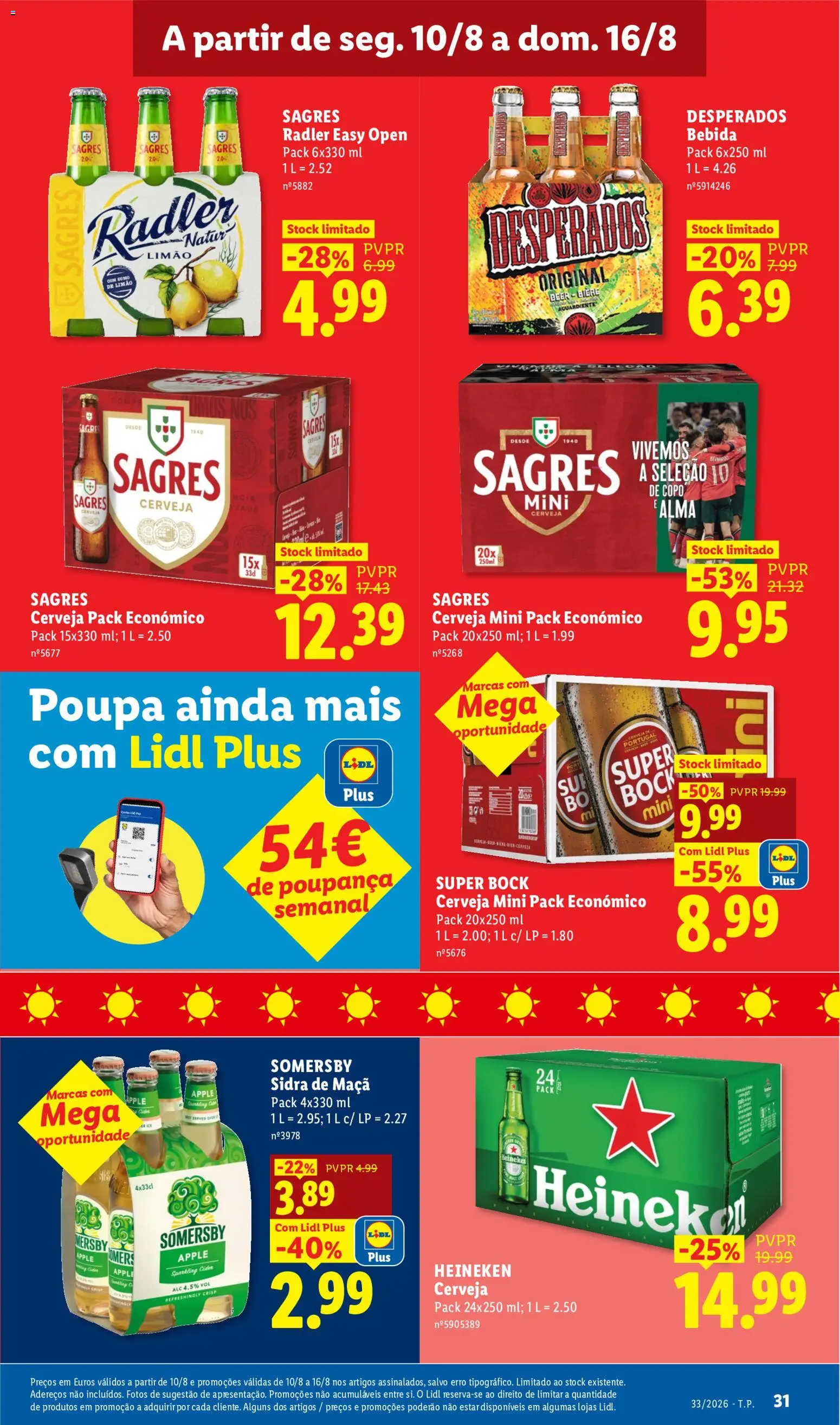 Lidl folheto │ válido de 10/08/2026 | Página: 31 | Produtos: Cerveja Heineken, Radler, Maça, Somersby