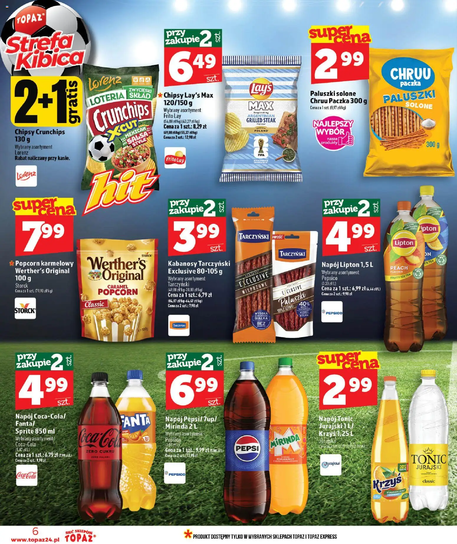 Topaz gazetka - Ceny małe na stałe od 18.06.2026 | Strona: 6 | Produkty: Chipsy, Pepsi, Sprite, Paluszki