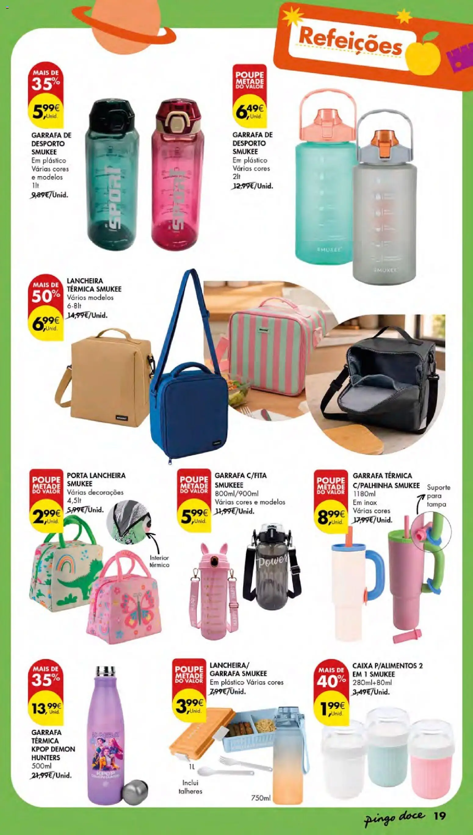 Pingo Doce Regresso às Aulas Açores │ válido de 20/08/2026 | Página: 19 | Produtos: Porta, Talheres, Garrafa térmica, Caixa