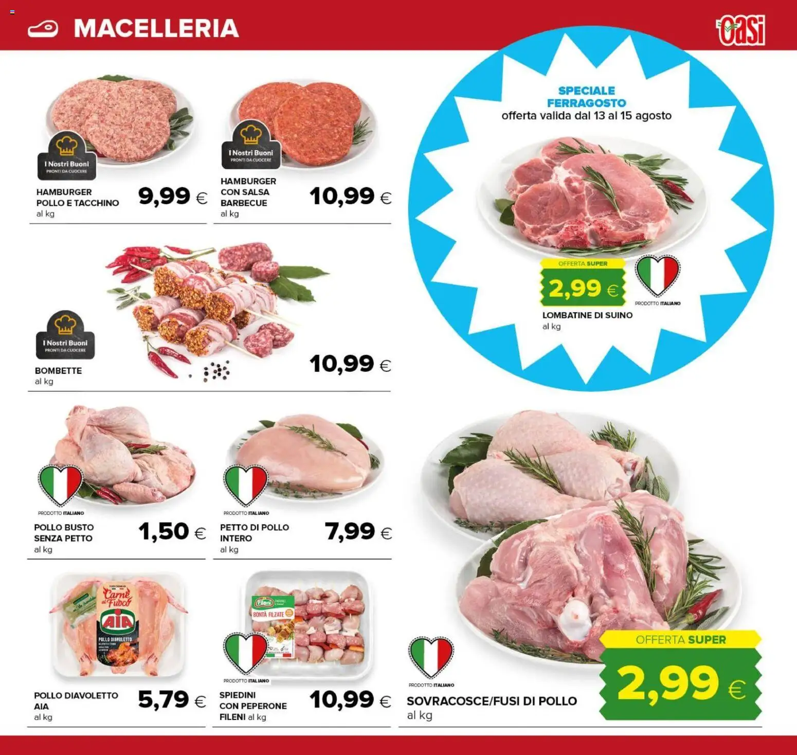 Volantino Oasi del 09/08/2026 | Pagina: 13 | Prodotti: Petto di Pollo, Pollo, Barbecue, Carne