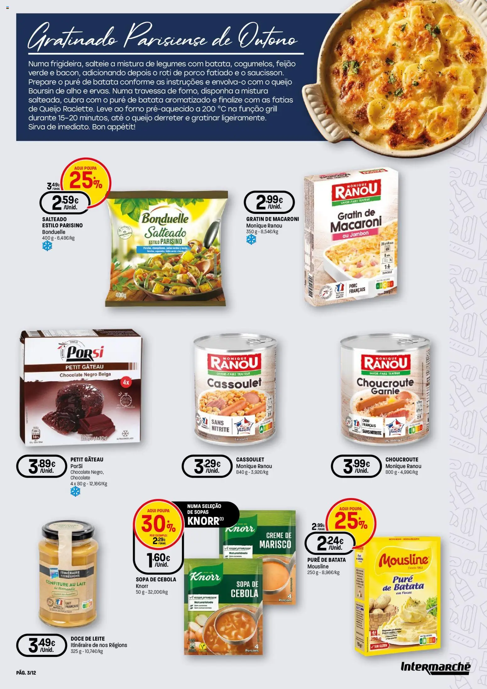 Intermarché folheto Super │ válido de 30/07/2026 | Página: 3 | Produtos: Knorr, Leite, Queijo, Chocolate