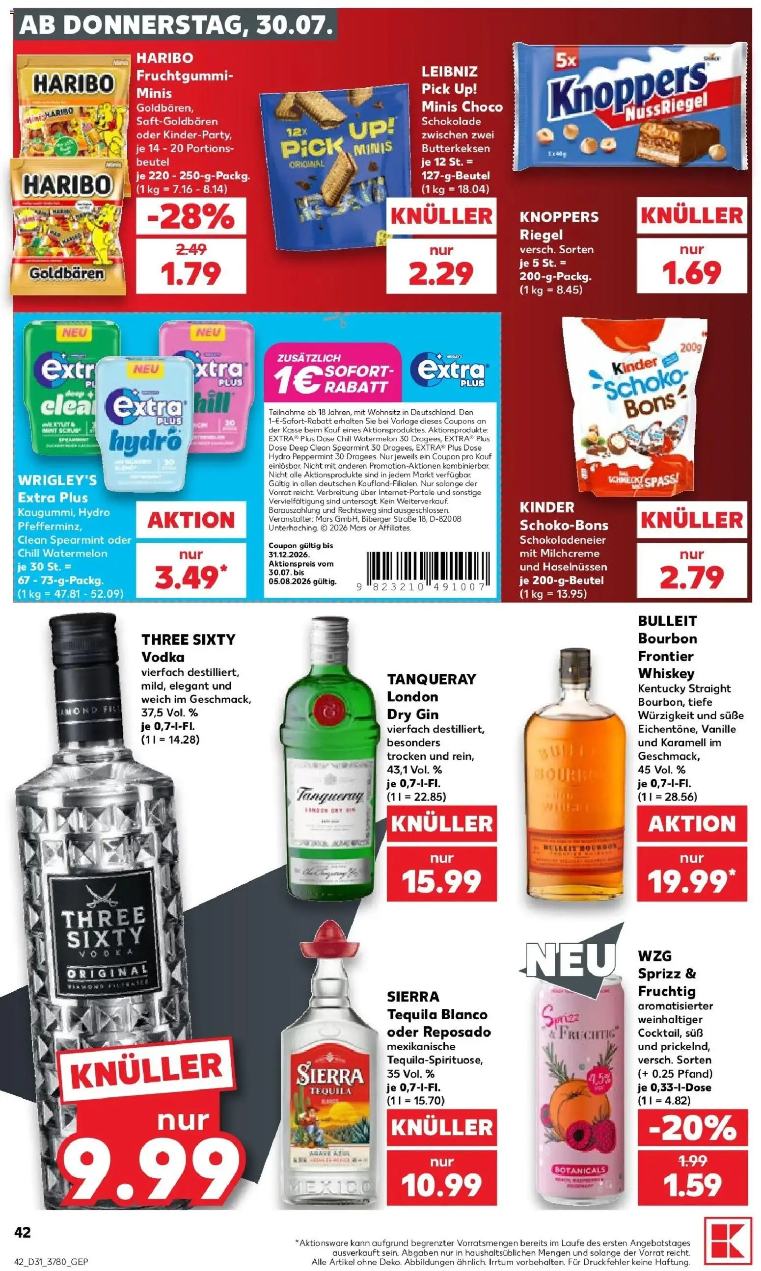 Kaufland Prospekt Eisenhüttenstadt – gültig ab 30.07.2026 | Seite: 42 | Produkte: Haribo, Mars, Bourbon, Gin