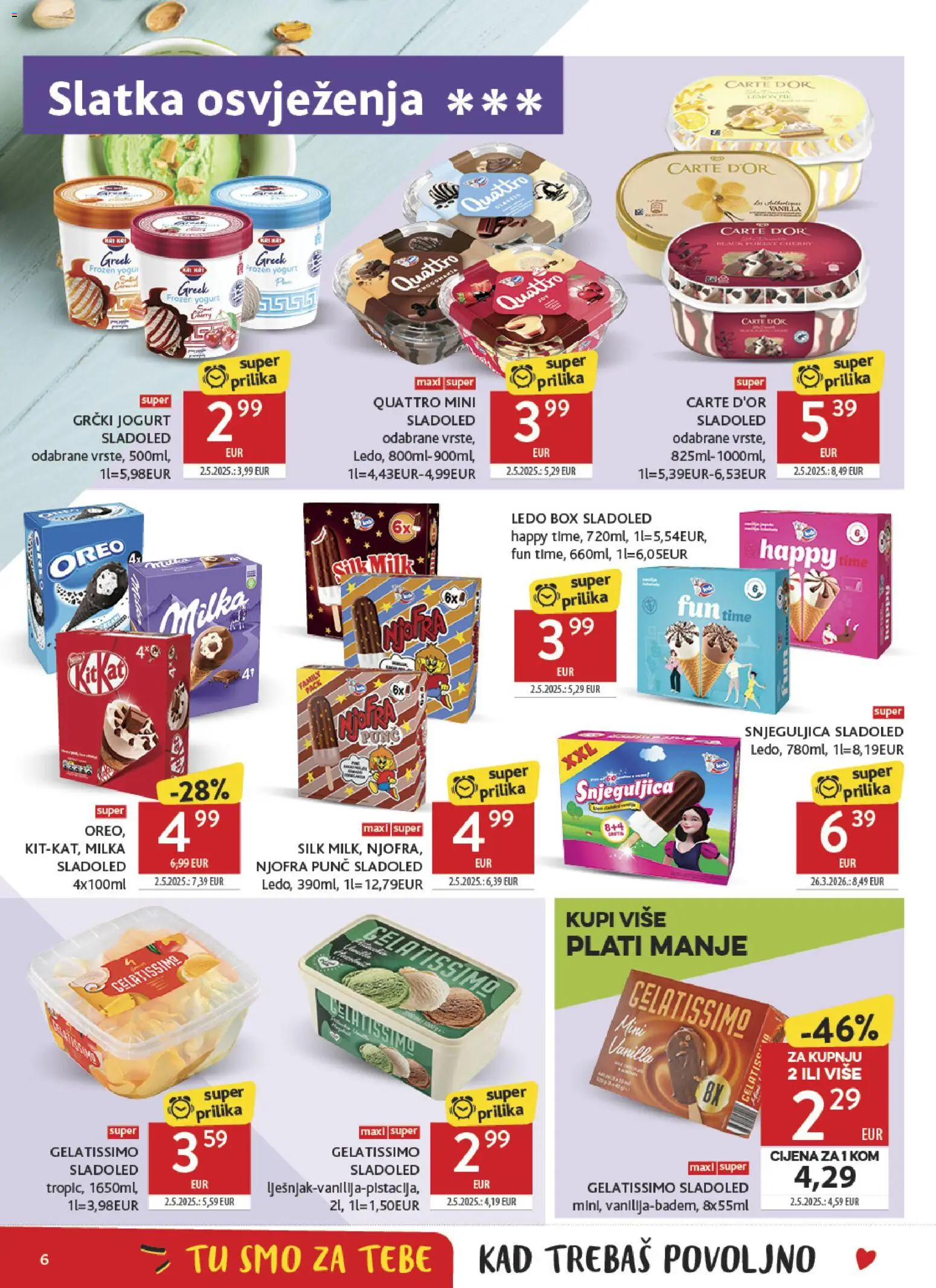 Konzum katalog | vrijedi od 22.07.2026 | Stranica: 6 | Proizvodi: Jogurt, Ledo, Sladoled, Milka