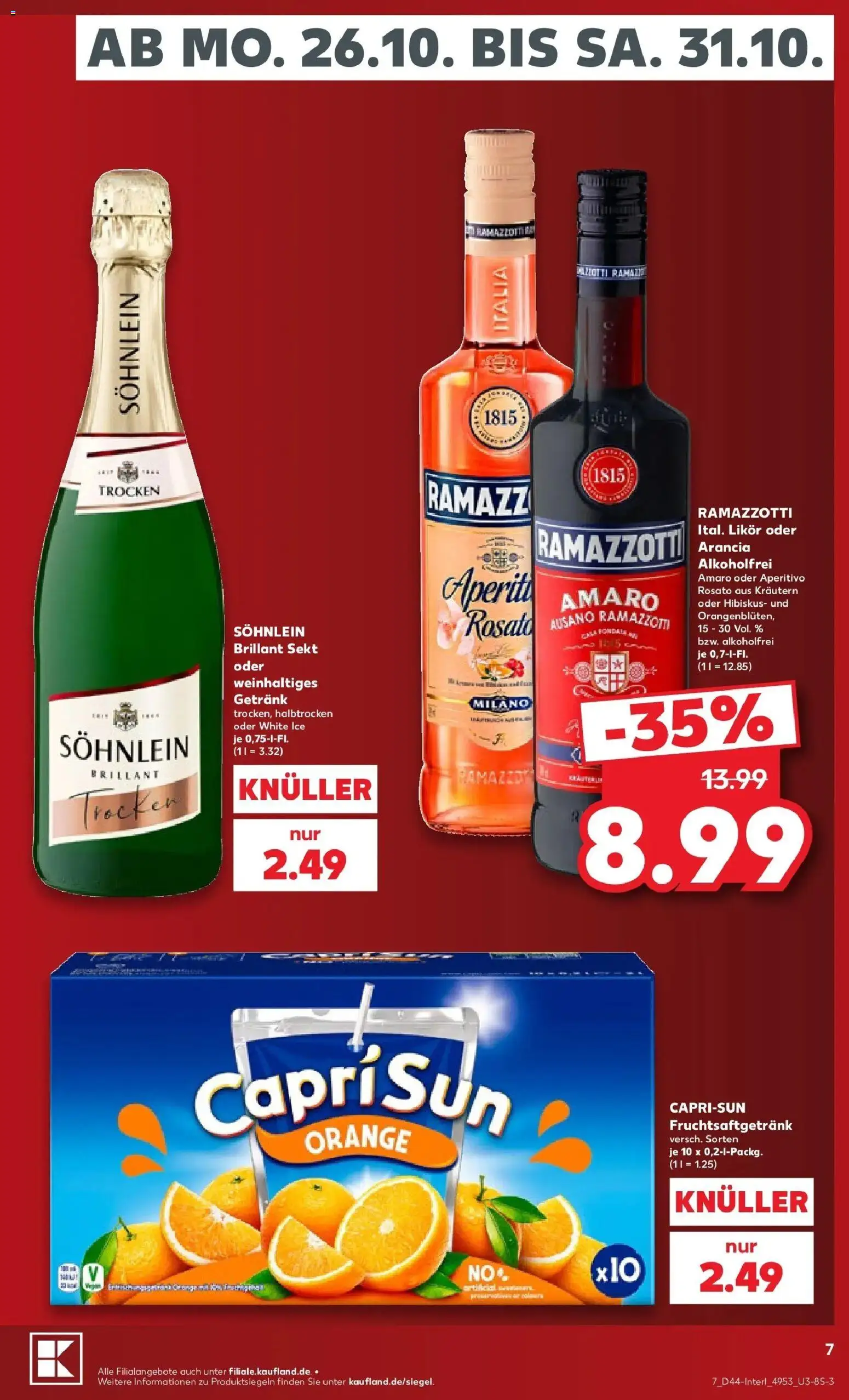 Prospekt Kaufland ab 26.10.2026 » Angebote Online zum Blättern | Seite: 11 | Produkte: Sekt, Likör, Ramazzotti