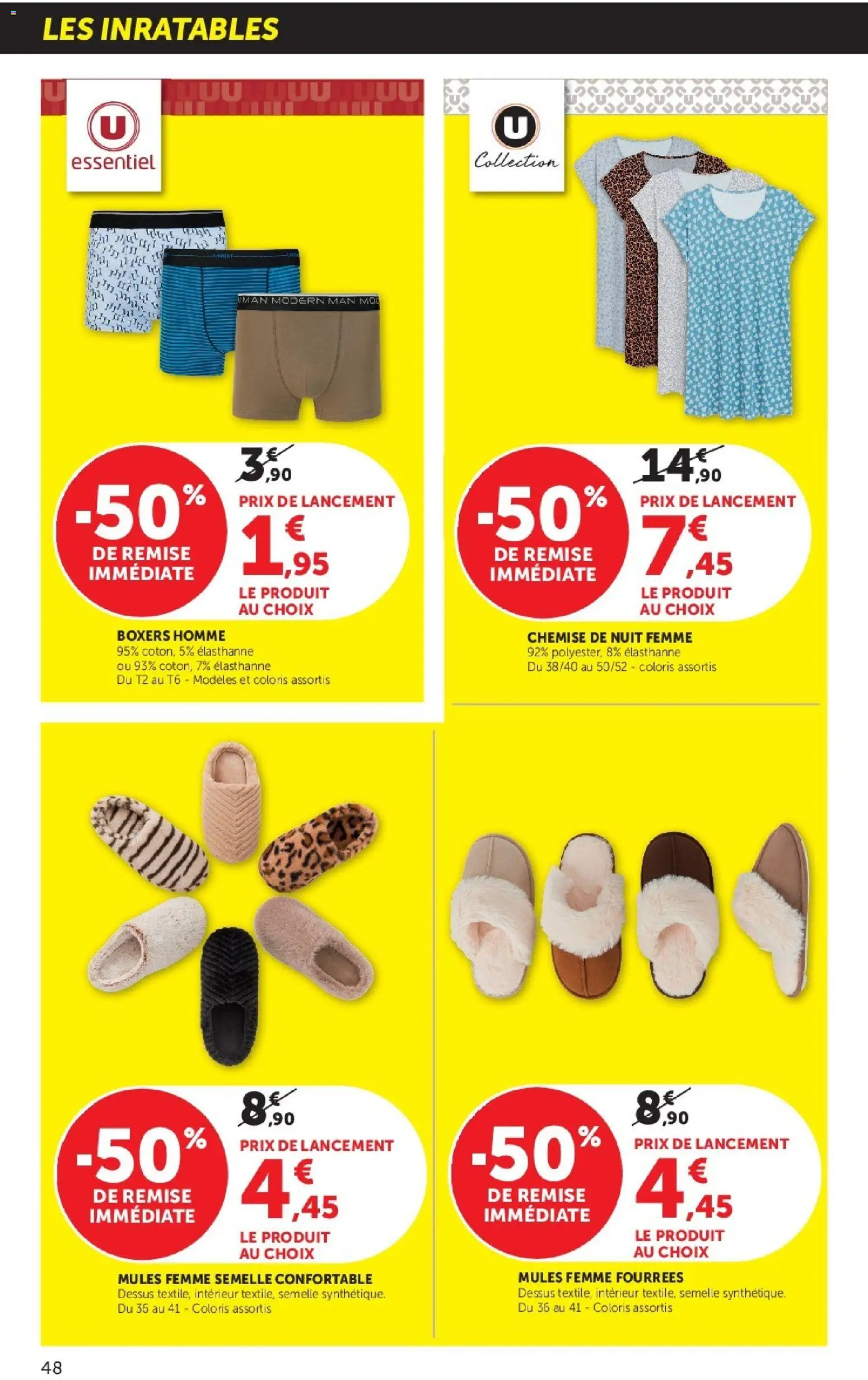 {H1} | Page: 48 | Produits: Mules, Chemise de nuit femme, Boxers, Mules femme
