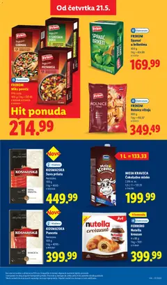 MOJA KRAVICA Čokoladno mleko, 2,8% m. m., 1,5 l - pregled Lidl kataloga - važi od 21.05.2026 | Strana: 33 | Proizvode: Čokoladno mleko, Panceta, Kroasan, Nutella