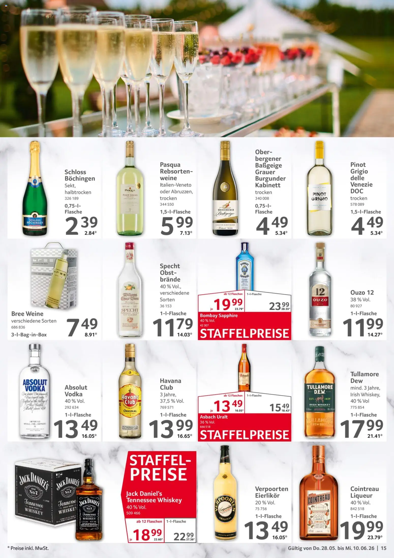 Selgros Gastronomie – gültig ab 28.05.2026 | Seite: 15 | Produkte: Ouzo, Jack Daniel's, Vodka, Asbach