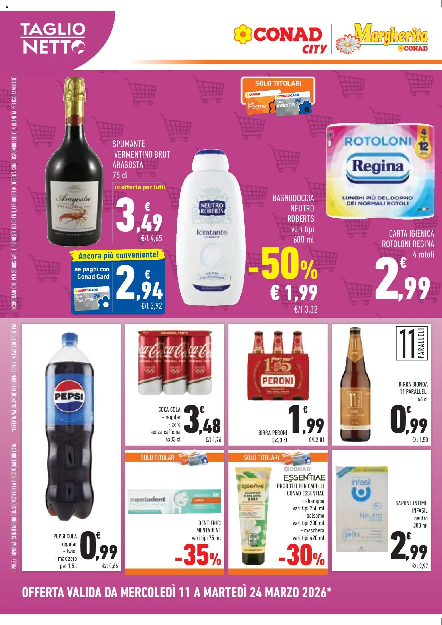 Volantino Conad del 11.03.2026 | Pagina: 10 | Prodotti: Shampoo, Balsamo, Carta igienica, Spumante