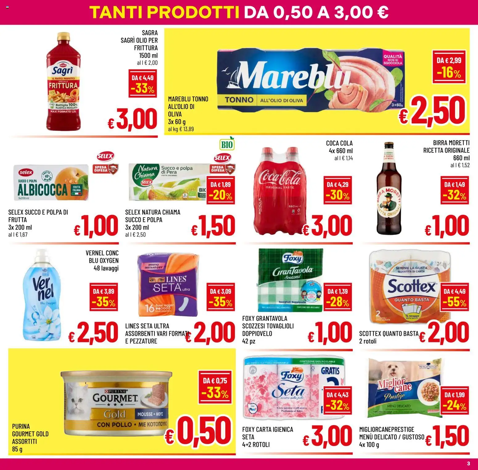 Volantino A&O del 05/08/2026 | Pagina: 3 | Prodotti: Carta igienica, Succo, Frutta, Olio