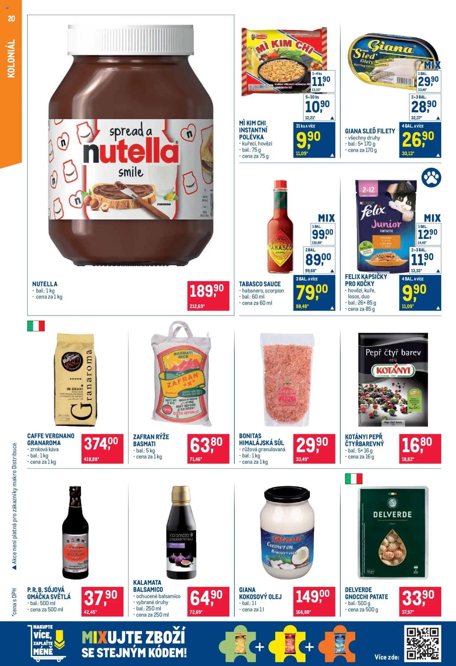 Makro leták - Pro milovníky jídla od 29.07.2026 | Strana: 20 | Produkty: Tabasco, Olej, Rýže, Nutella