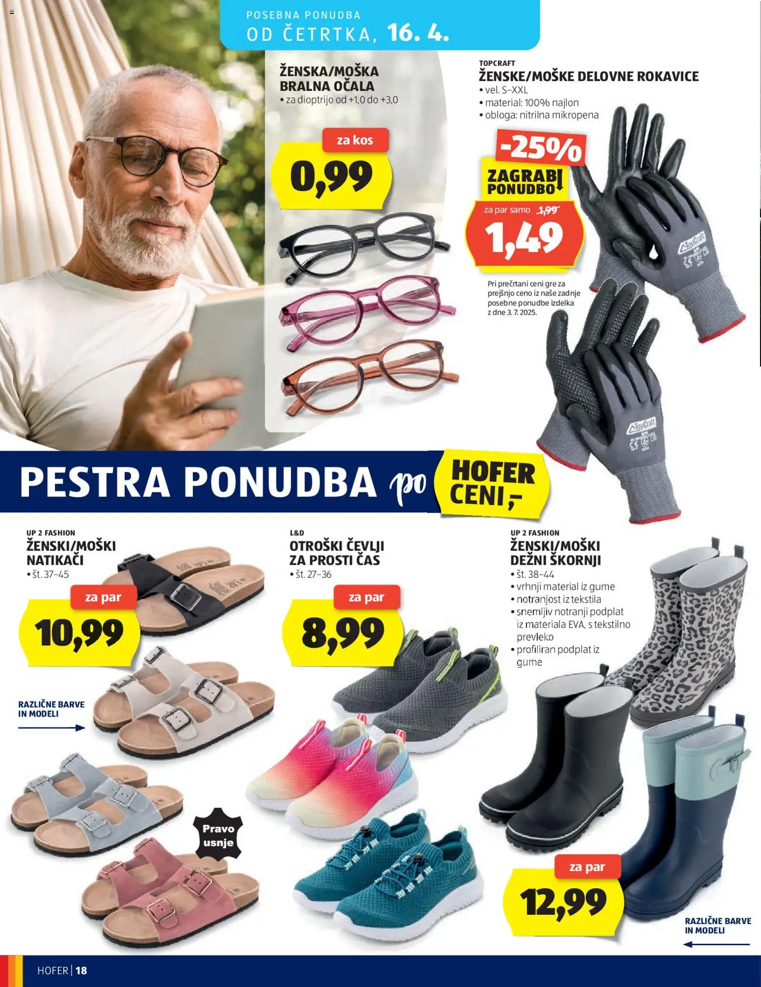 Novi Hofer katalog ponudbe – veljaven od 08.04.2026 | Stran: 18 | Izdelki: Kos, Cevlji, Natikaci, Ocala