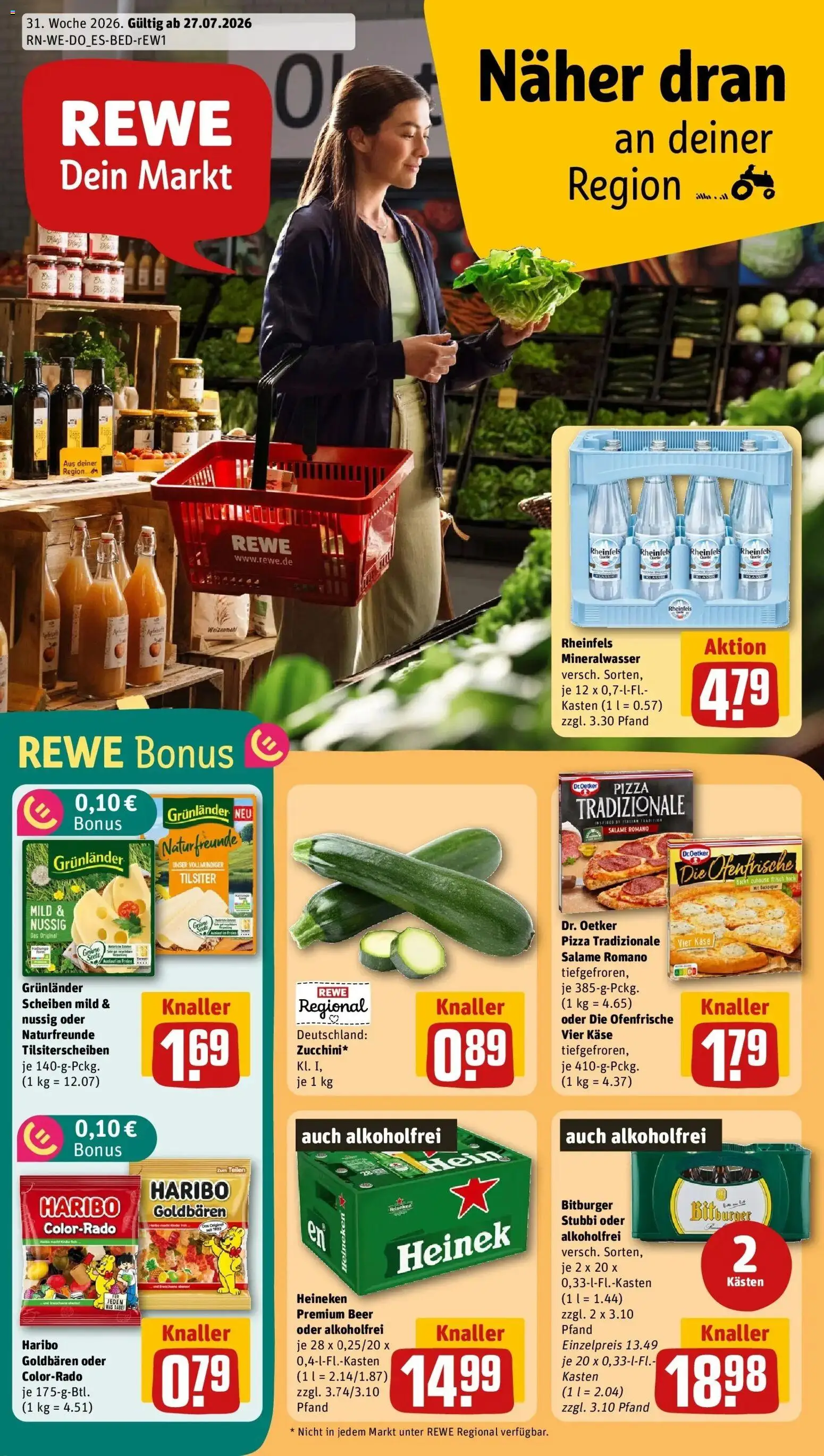 Rewe Prospekt Duisburg / Wanheimerort – gültig ab 27.07.2026 | Seite: 1 | Produkte: Haribo, Heineken, Grunlander, Pizza