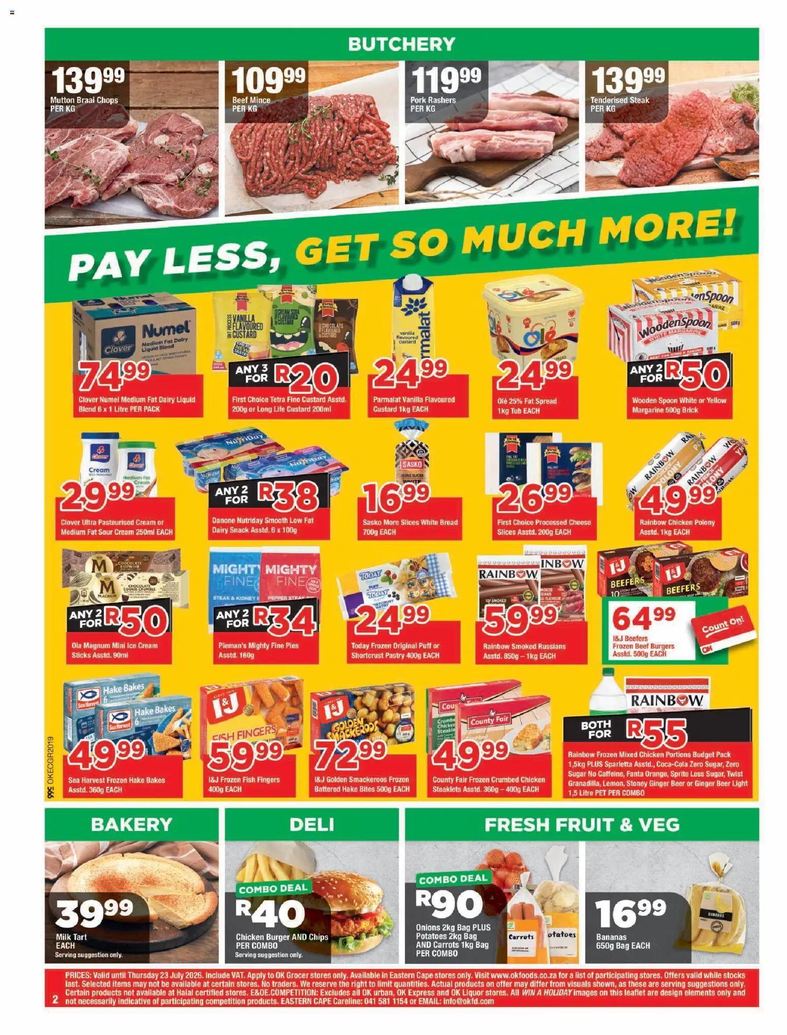 New OK Foods catalogue – valid from 15/07/2026 | Page: 2 | Products: Bread, Fish, Burgers, Onions