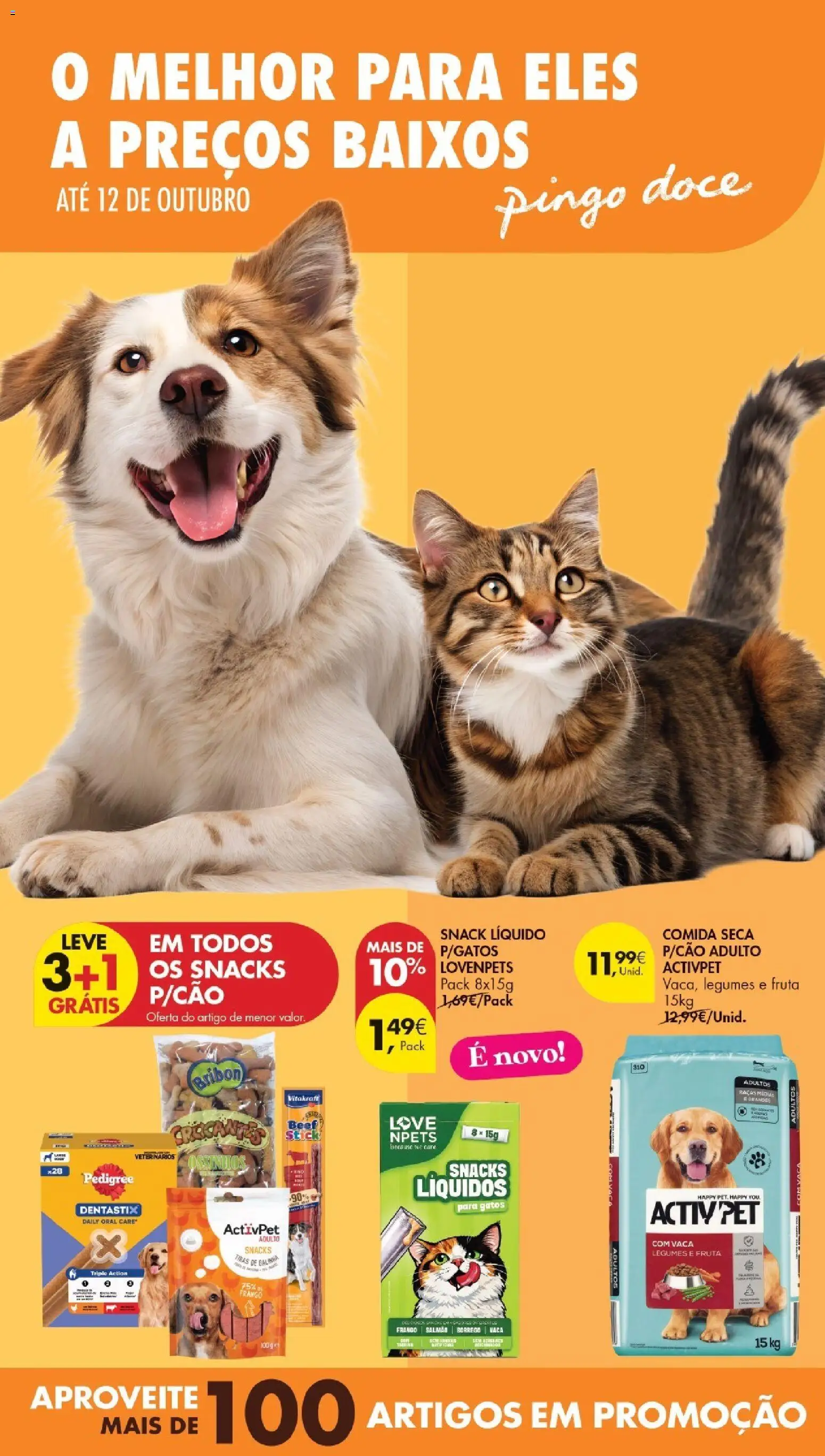 Pingo Doce folheto Especial Petfood │ válido de 29/09/2026 | Página: 1 | Produtos: Frango, Legumes, Salmão, Snacks