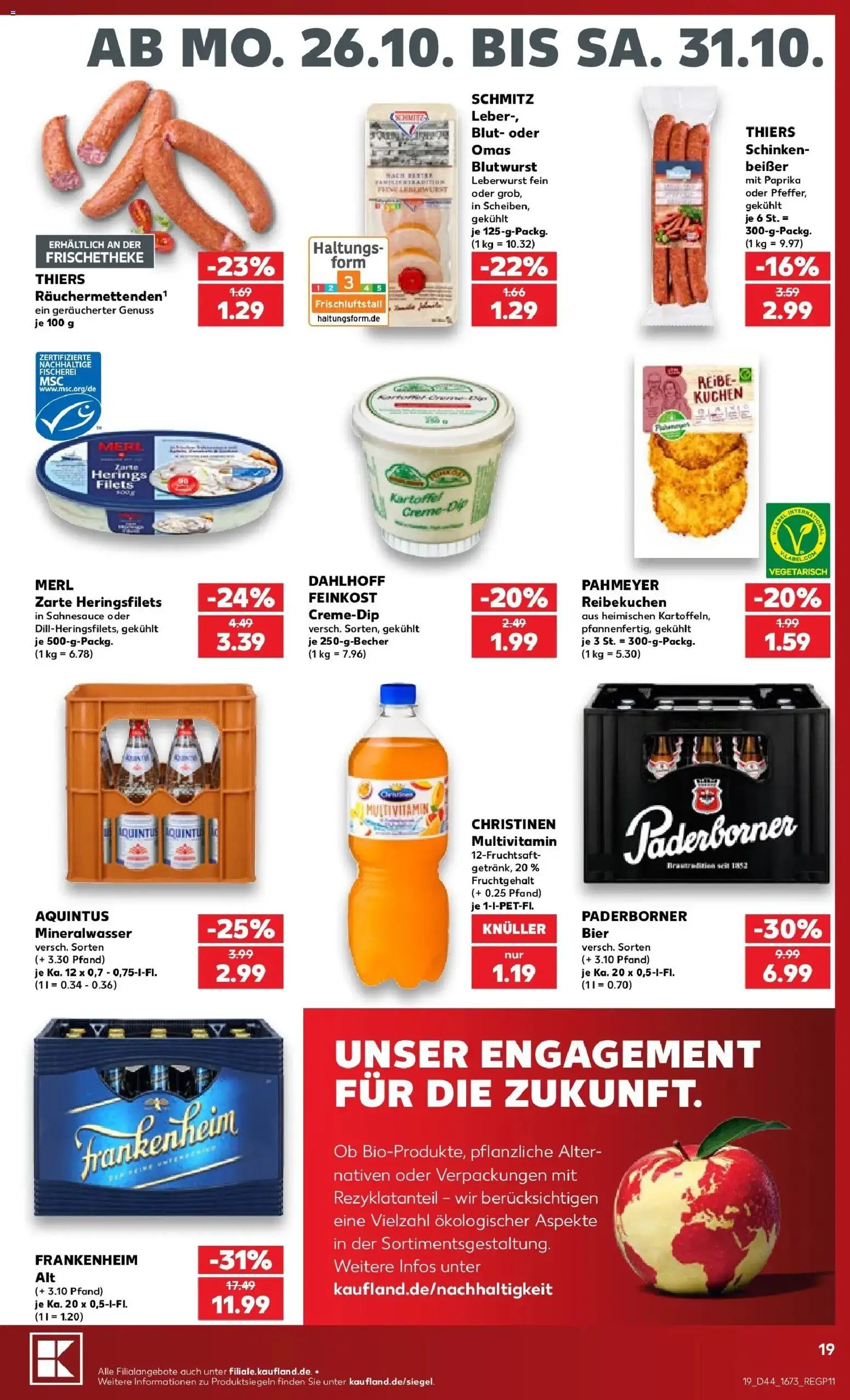 Prospekt Kaufland ab 26.10.2026 » Angebote Online zum Blättern | Seite: 23 | Produkte: Bier, Paprika, Schinken, Kuchen
