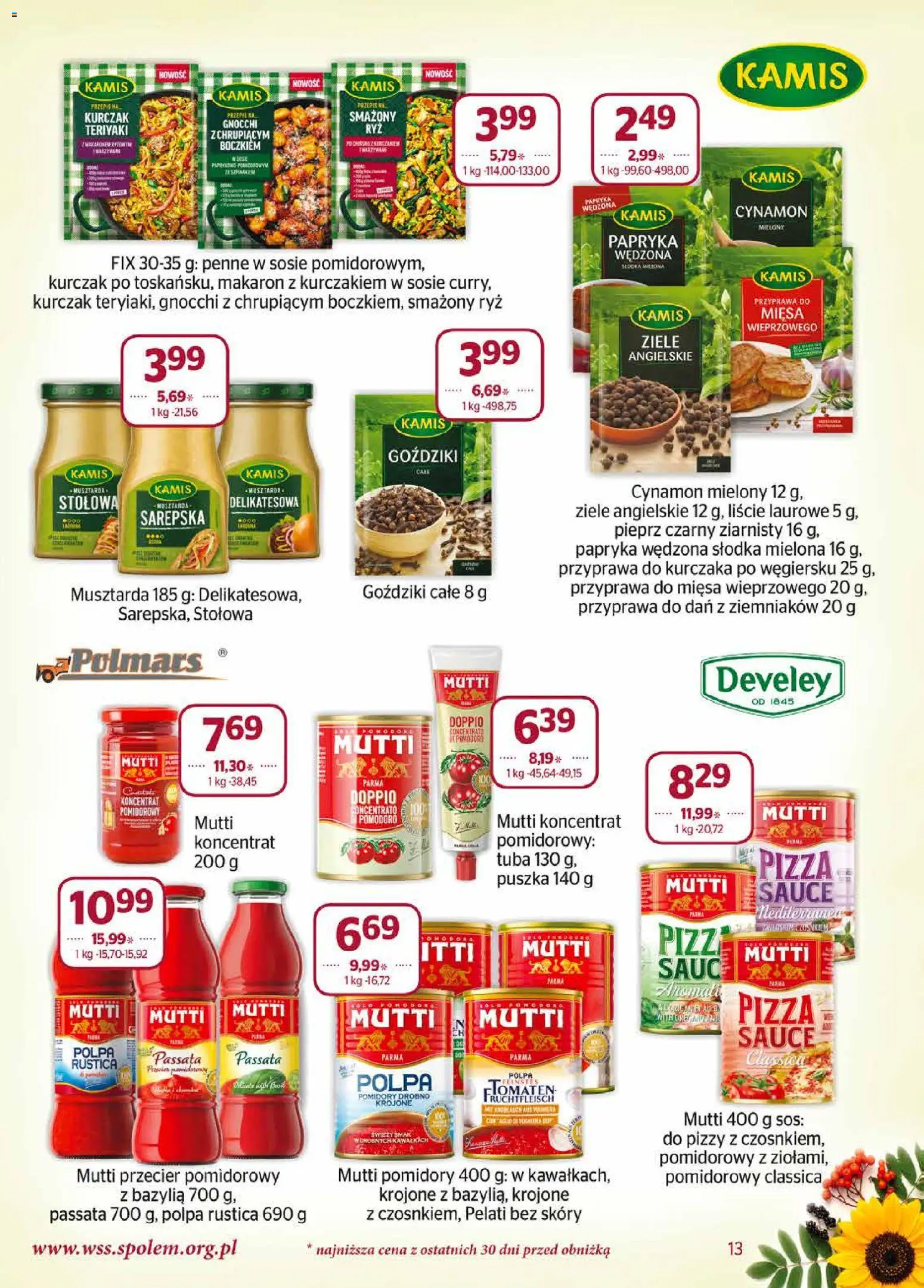 Społem gazetka od 01.09.2026 | Strona: 13 | Produkty: Goździki, Gnocchi, Pomidory, Sos