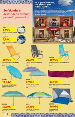 Pré-visualização Auchan - Férias de Verão - Tempos Livres válido de 07/07/2026 | Página: 8 | Produtos: Mochila, Chapéu, Areia, Cadeira