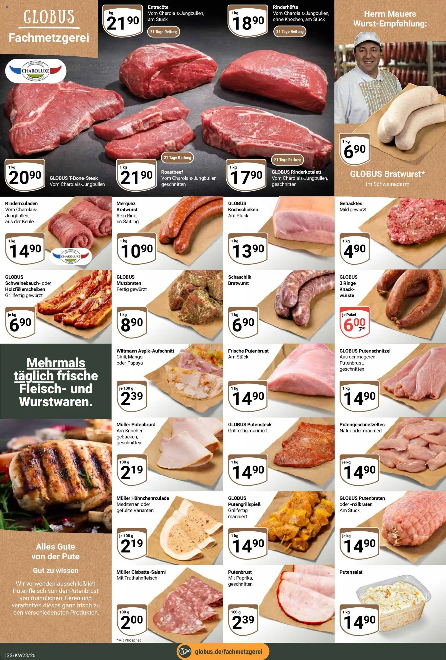 Globus Prospekt – gültig ab 01.06.2026 | Seite: 10 | Produkte: Bratwurst, Putenschnitzel, Mango, Fleisch