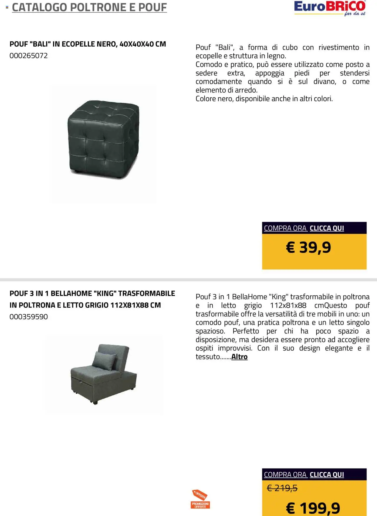 Volantino Eurobrico del 23.07.2025 | Pagina: 2 | Prodotti: Letto, Poltrona