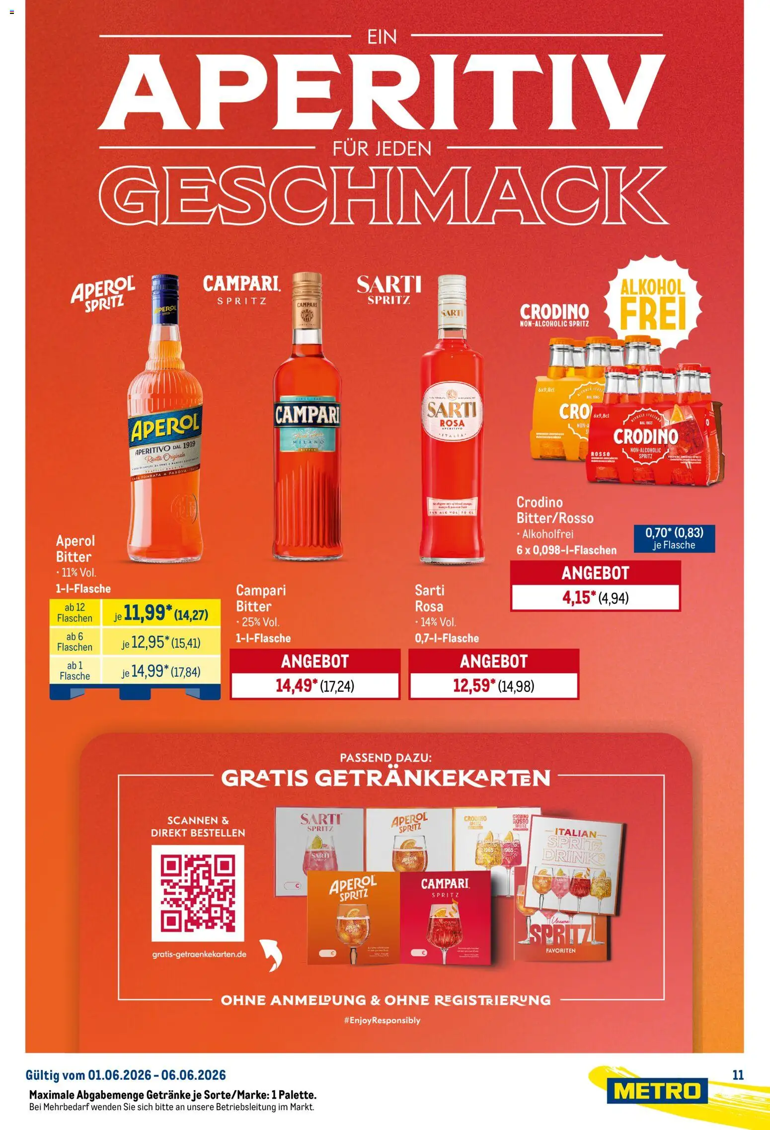 Metro Starke Marken – gültig ab 01.06.2026 | Seite: 11 | Produkte: Campari, Aperol