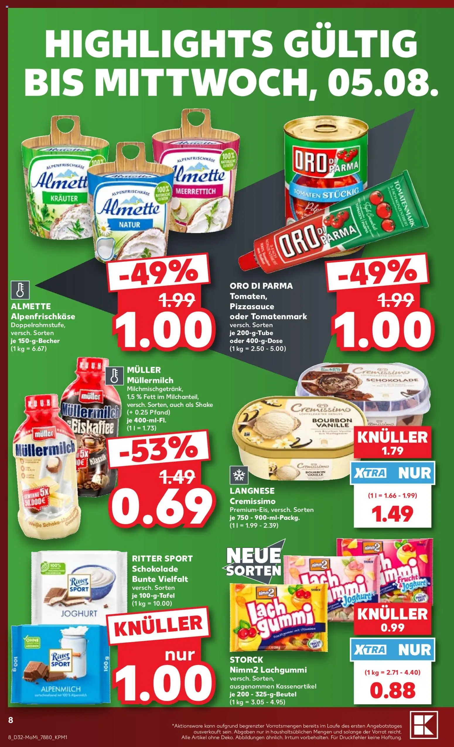 Kaufland Prospekt Hamburg – gültig ab 03.08.2026 | Seite: 8 | Produkte: Almette, Cremissimo, Joghurt, Oro di parma